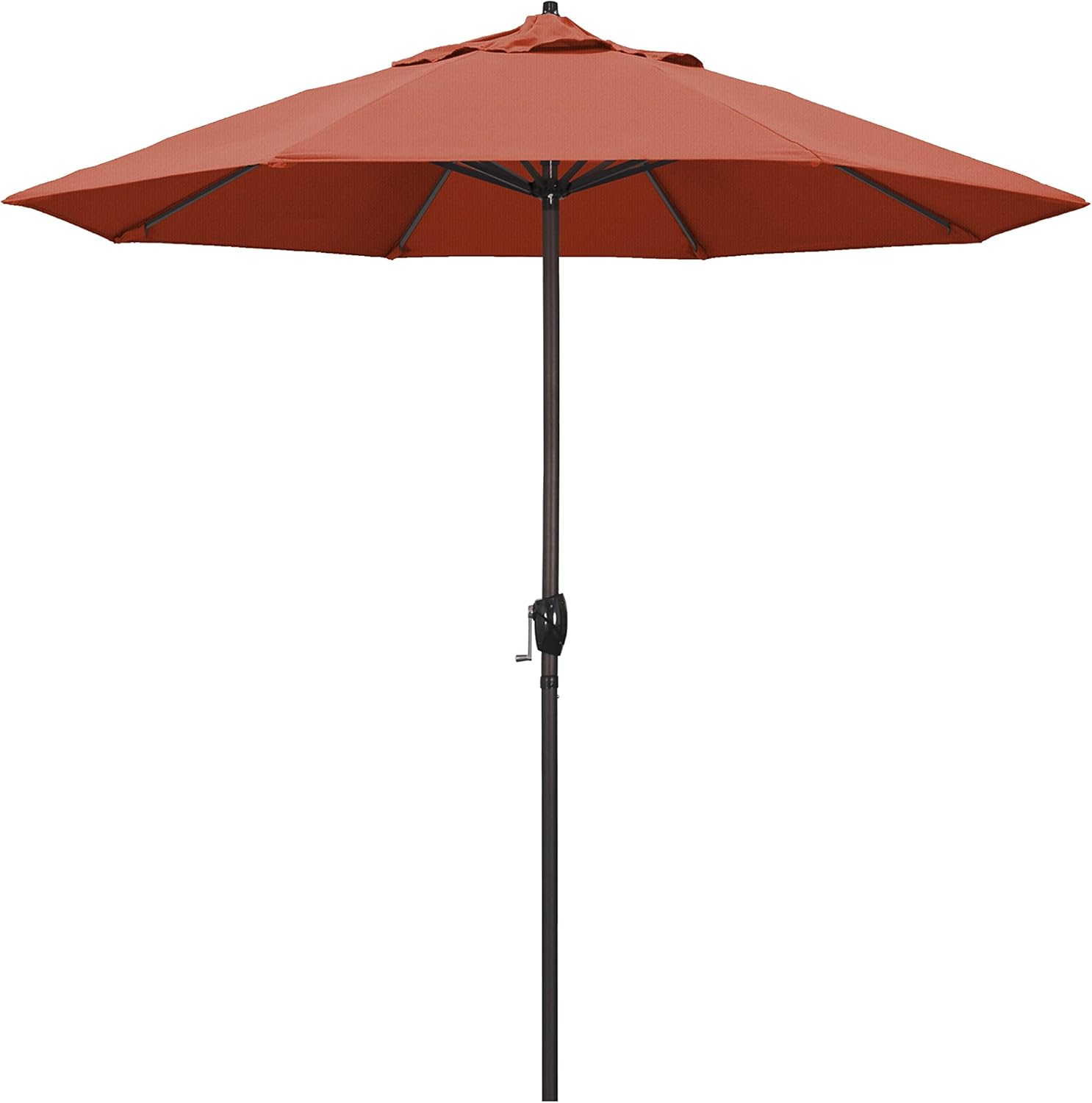 California Umbrella 9' Round Aluminum Outdoor Deck, Pool or Patio Umbrella, Crank Lift, Auto Tilt, Bronze Pole, Antique Beige Olefin
