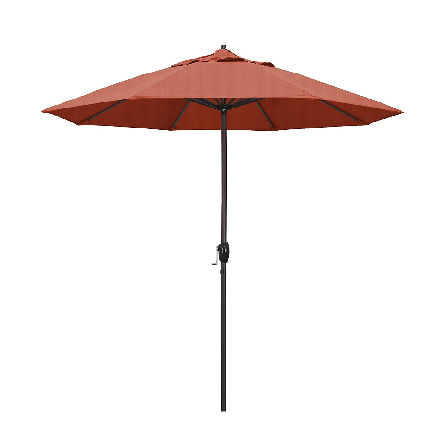 California Umbrella 9' Round Aluminum Outdoor Deck, Pool or Patio Umbrella, Crank Lift, Auto Tilt, Bronze Pole, Antique Beige Olefin