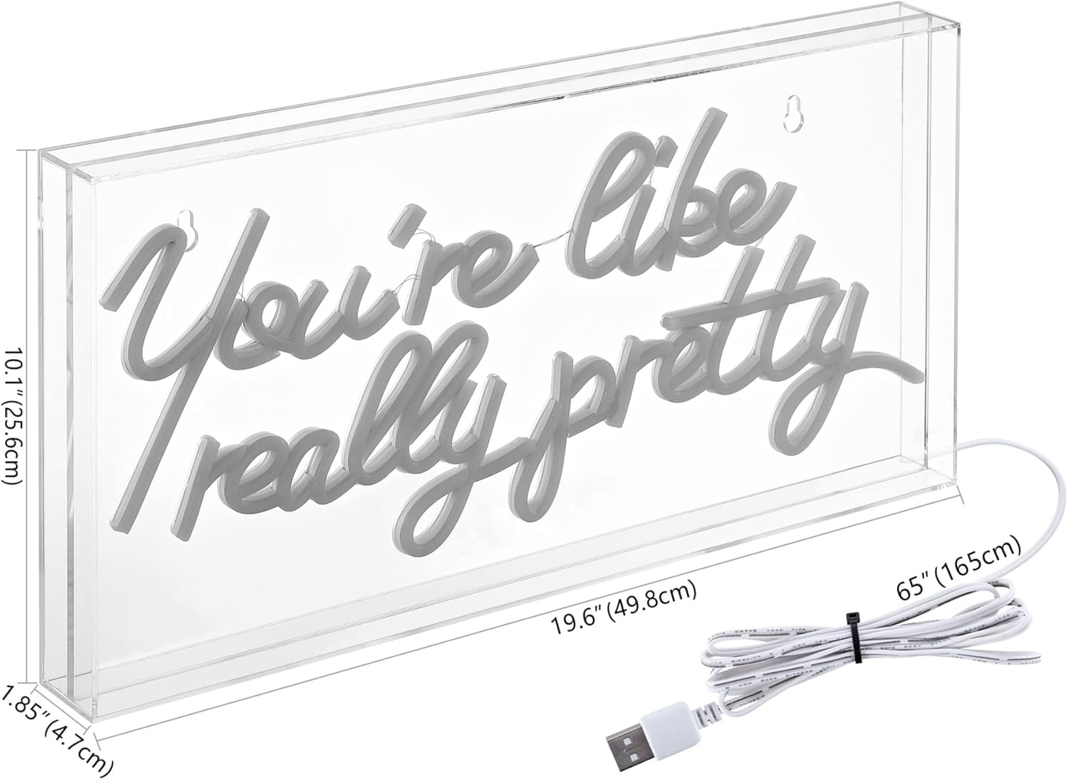 JONATHAN Y NEN1025A You're Like Really Pretty 19.6" X 10.1" Contemporary Glam Acrylic Box USB Operated LED Neon Light, Pink