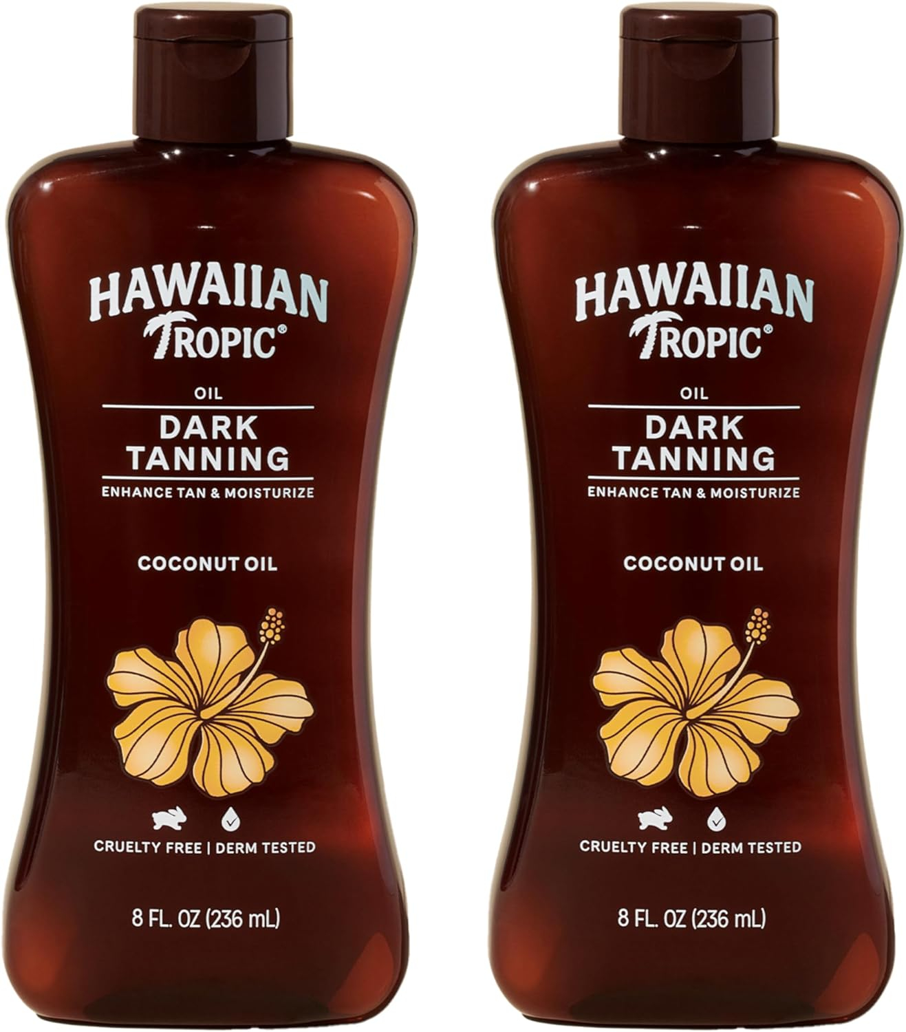 Hawaiian Tropic Dark Tanning Oil, 8oz | Moisturizing Body Oil, Tan Enhancer, Cocoa Butter Oil, Coconut Oil for Skin, Oxybenzone Free, 8oz each Twin Pack C14