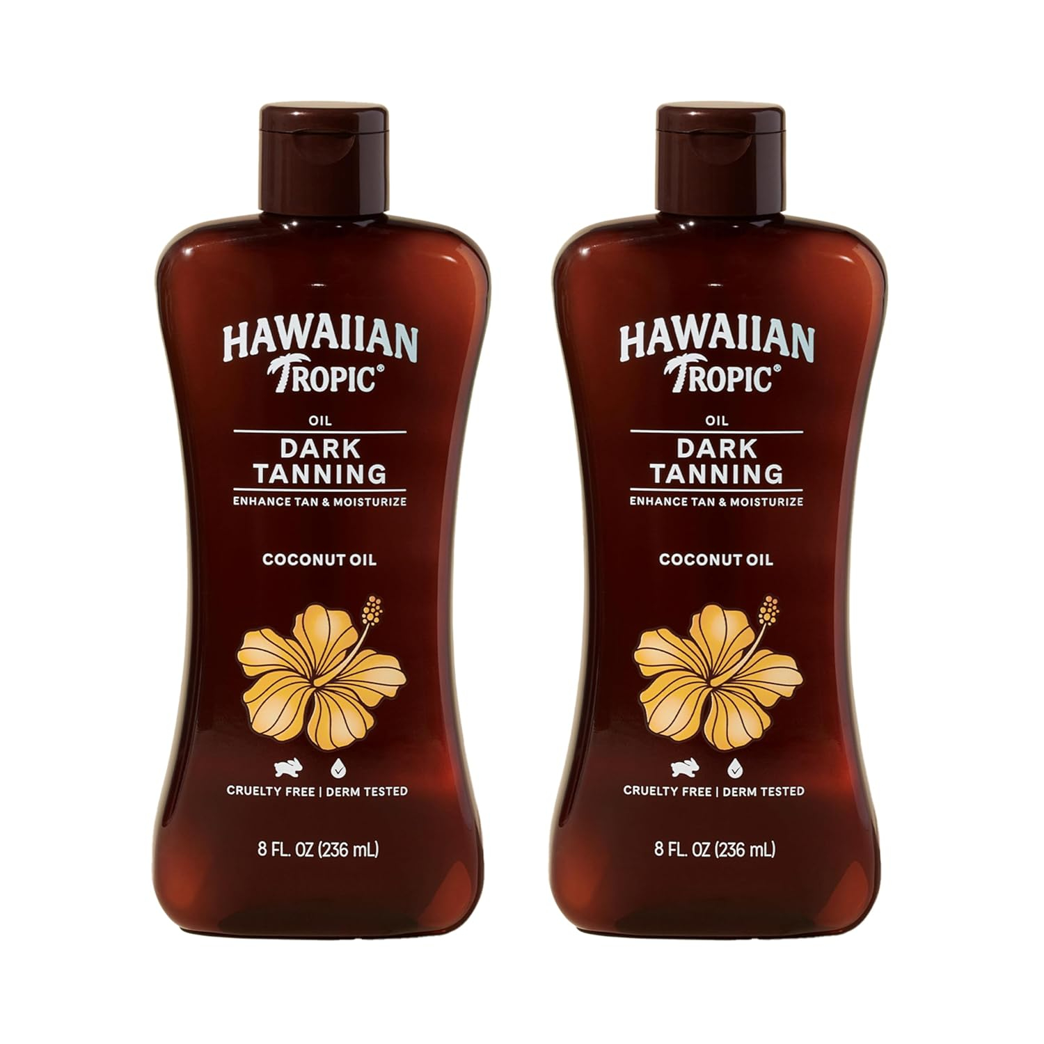 Hawaiian Tropic Dark Tanning Oil, 8oz | Moisturizing Body Oil, Tan Enhancer, Cocoa Butter Oil, Coconut Oil for Skin, Oxybenzone Free, 8oz each Twin Pack C14