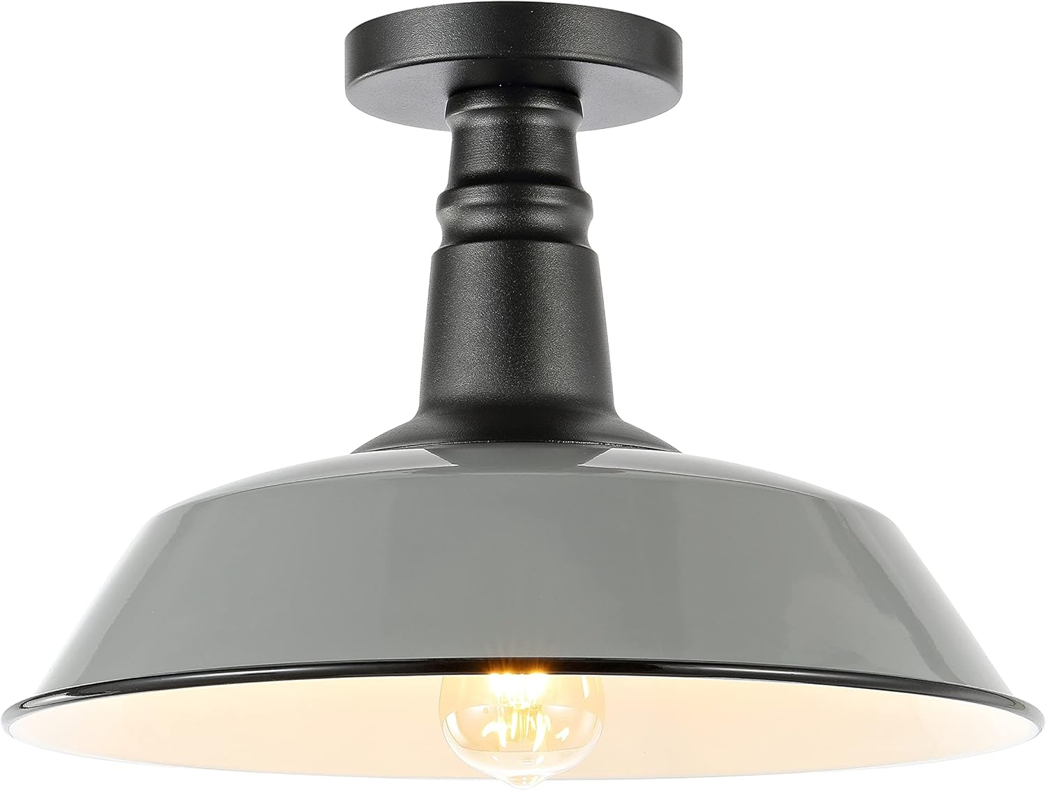 Gray and White Glass Industrial Semi Flush Mount Light