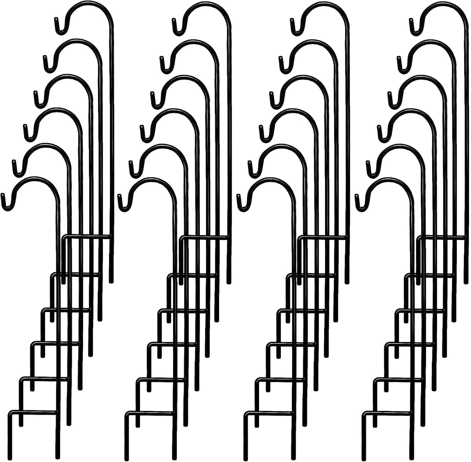 Black Metal 35-Inch Shepherd's Hooks for Garden Decor