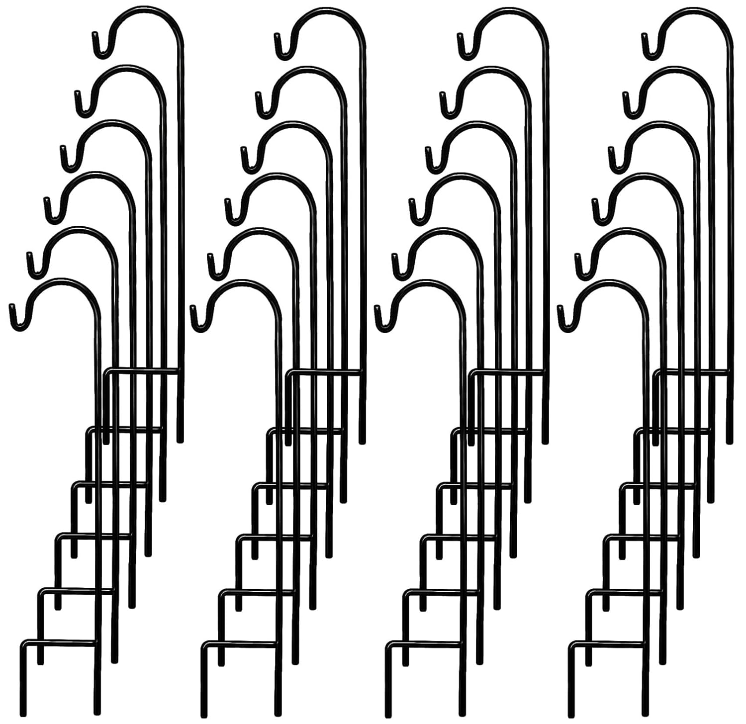 Black Metal 35-Inch Shepherd's Hooks for Garden Decor