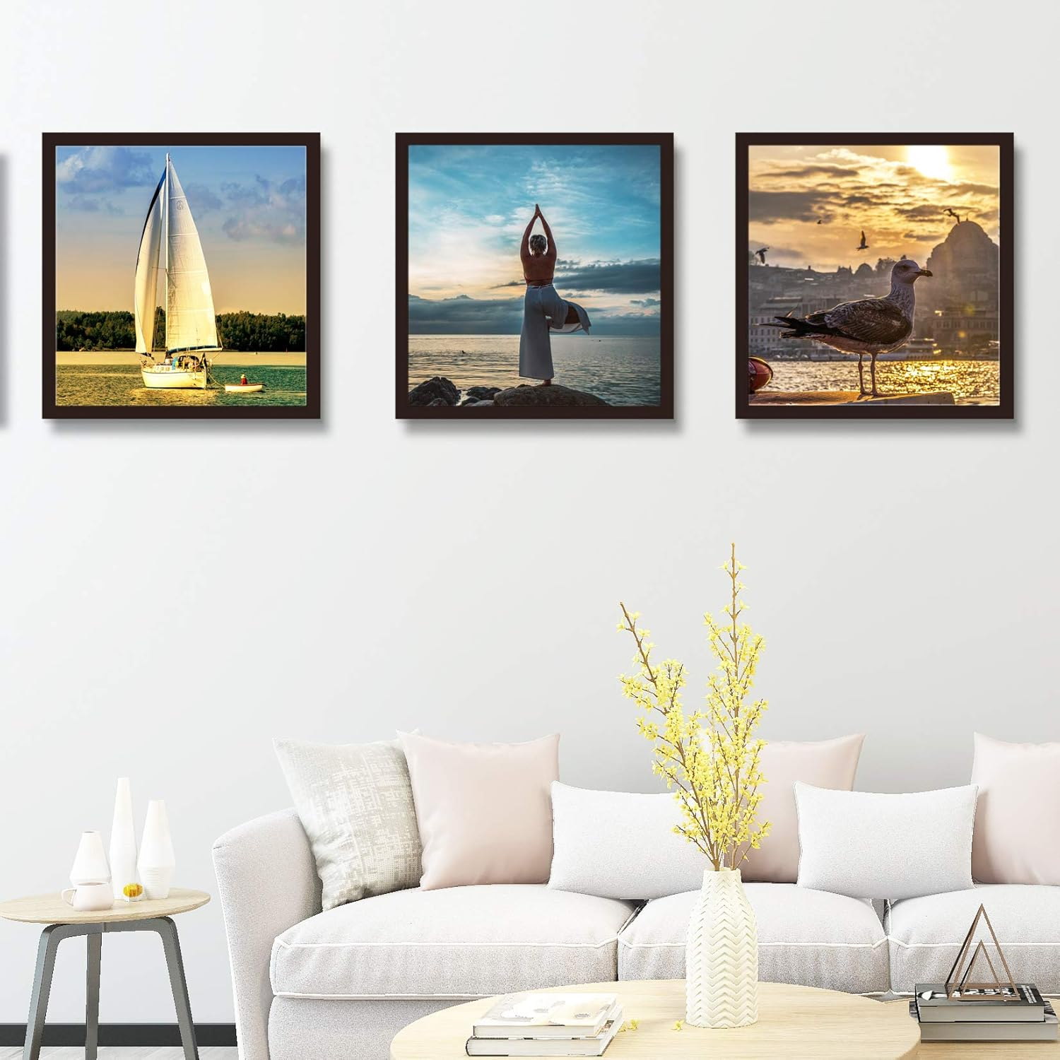 16x16 Frame Black With Mat 12x12 Solid Wood Picture Frames Wall Mounting (1 pack, 16x16 Inch)…