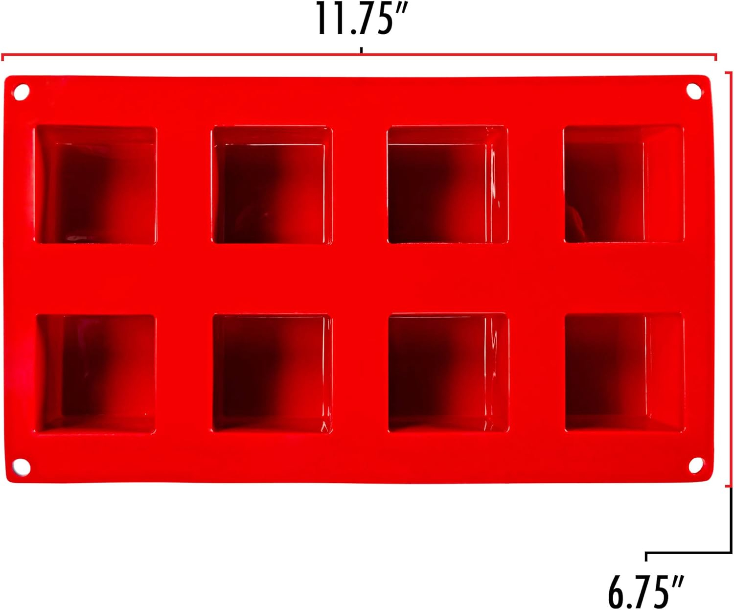 Red Rectangular Silicone Non-stick 12-Cavity Cake Mold