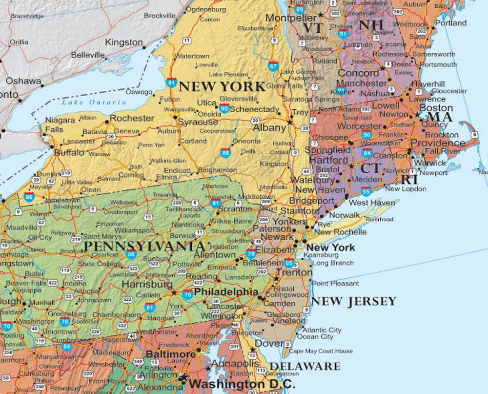 Laminated 50" x 32" United States Wall Map Poster with 3D Relief