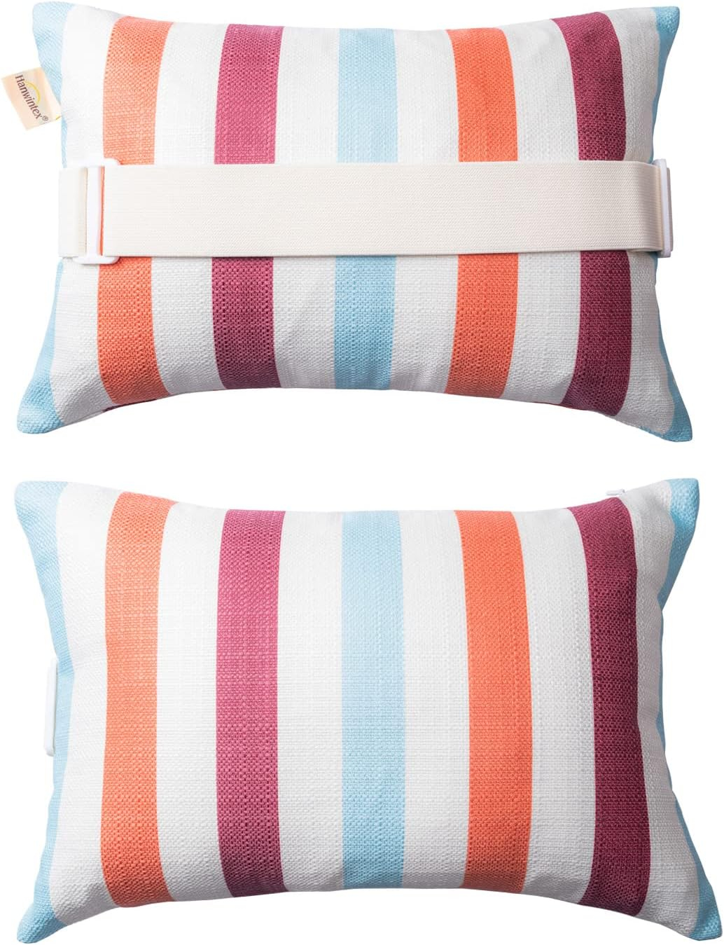 Outdoor Pillows for Lounge Chair Head Resting, Small Square Decotative Pillow with Adjustable Stripe for Recliner, Office Chair,Car Seat,Sofa Neck or Lumbar Attachment,Waterproof 2pack