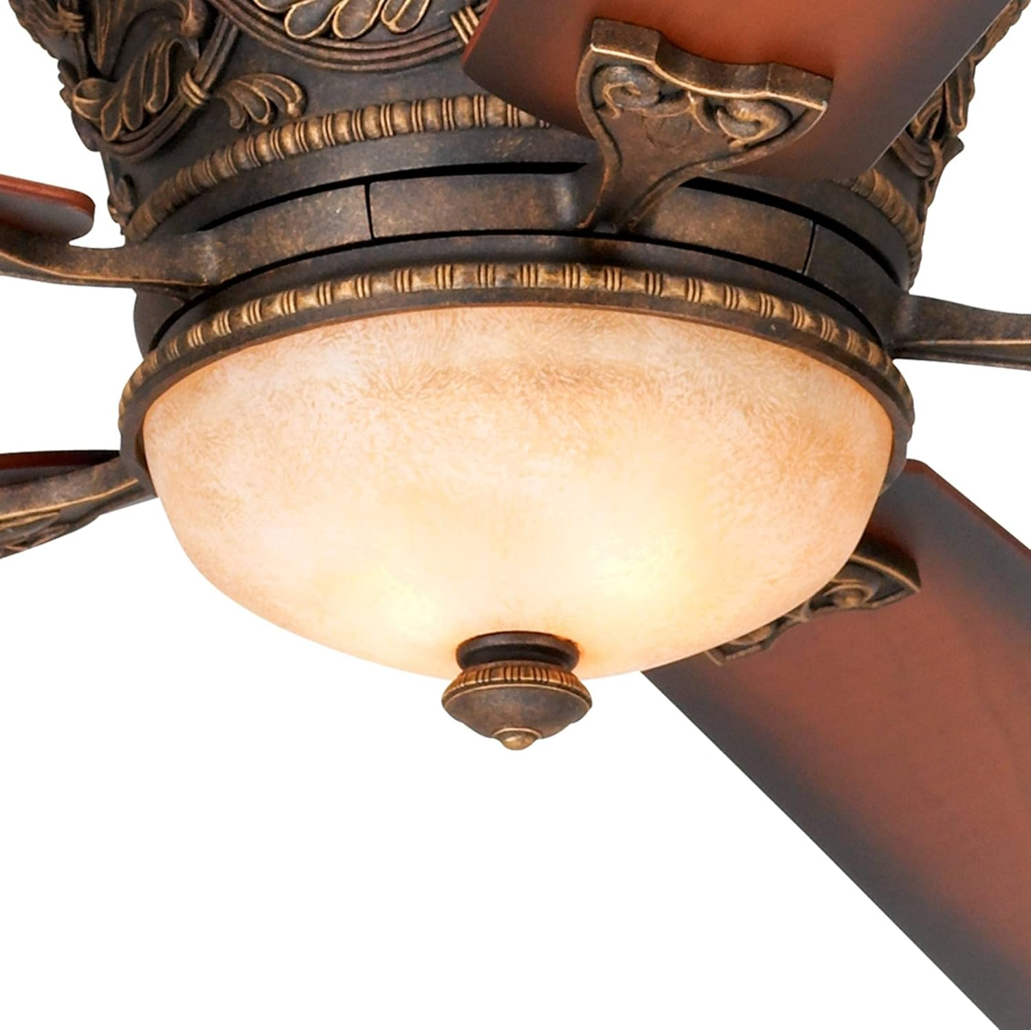 52" Bronze Flush Mount Ceiling Fan with LED Light and Remote