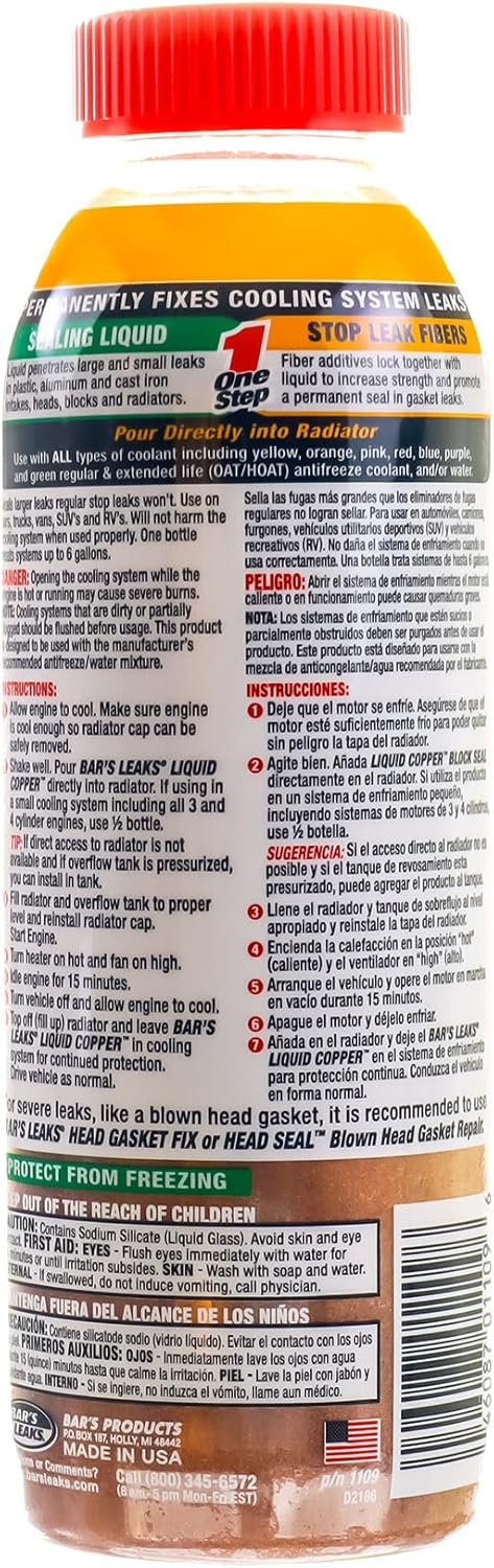 Bar's Leaks Block Seal Liquid Copper Coolant Leak Fix, 18 oz