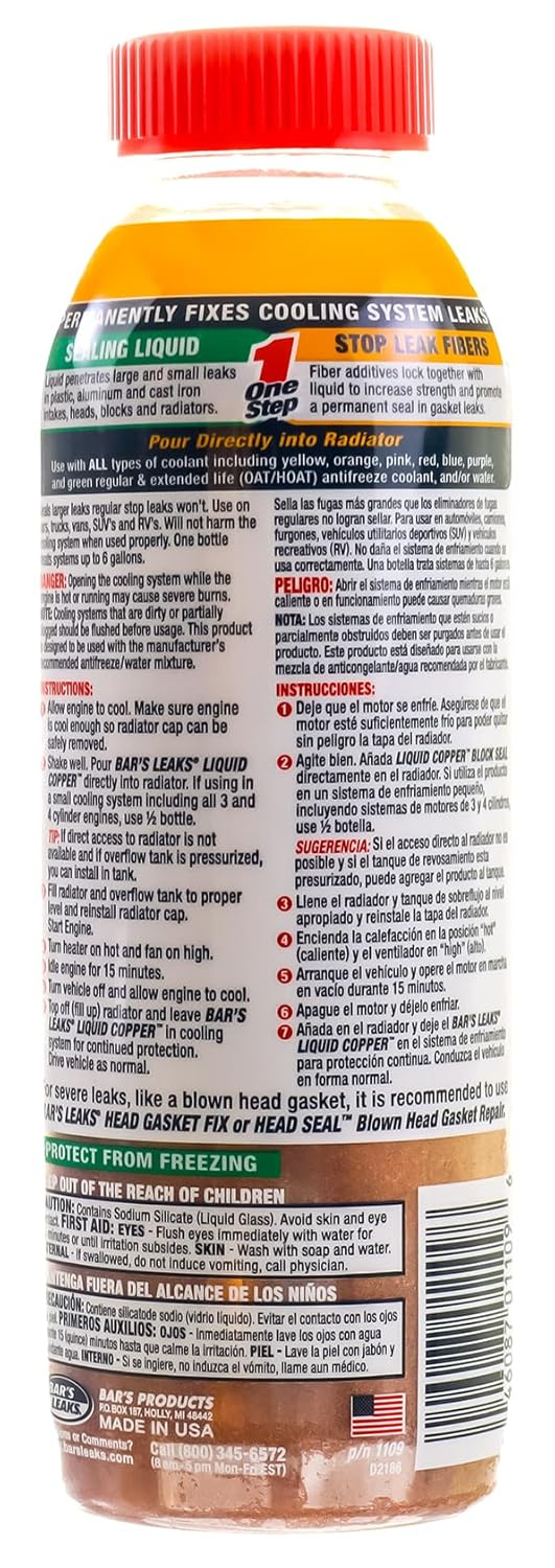 Bar's Leaks Block Seal Liquid Copper Coolant Leak Fix, 18 oz