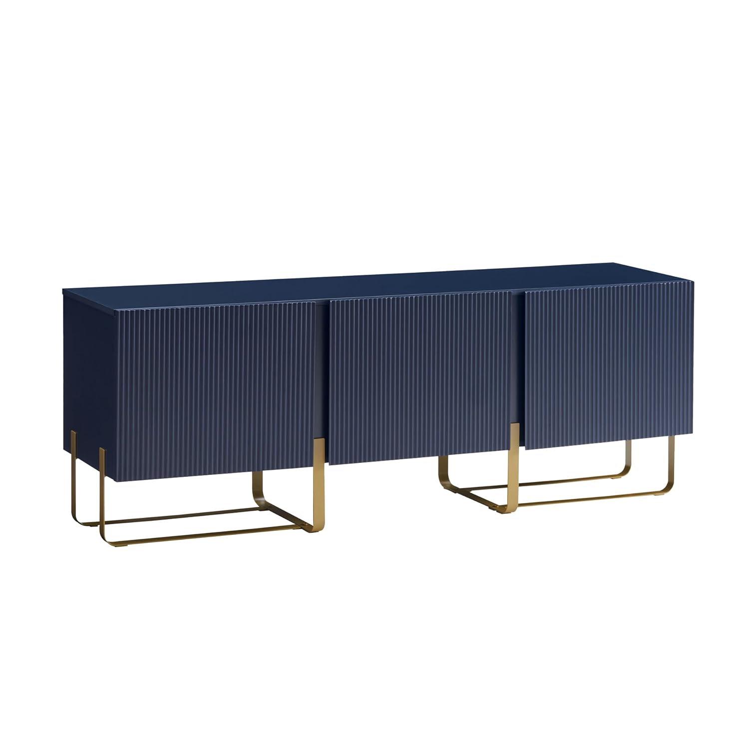 Denhour DH BASIC Modern 60-inch 3-Door Storage TV Stand by  Indigo Blue/Gold