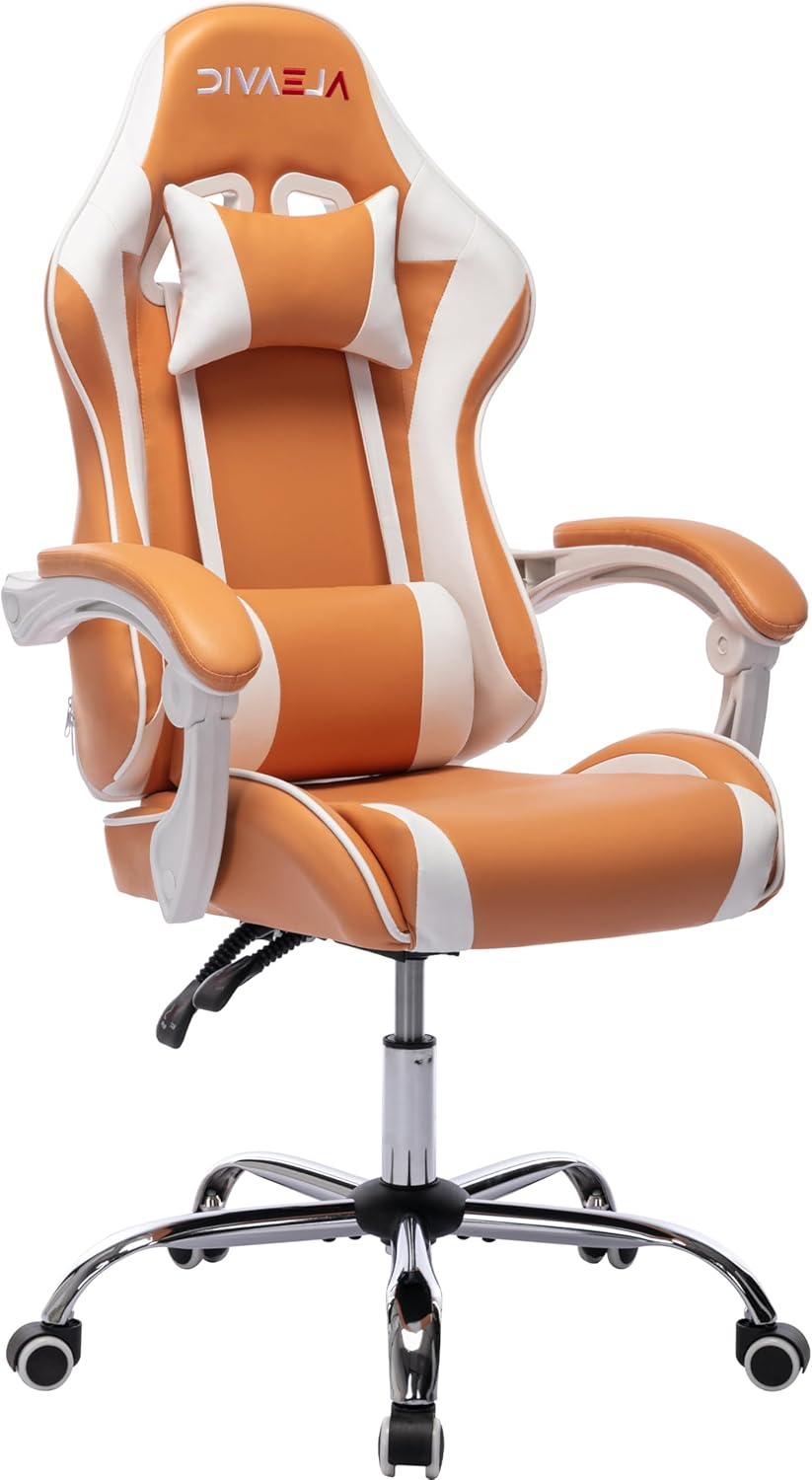 ALEAVIC Gaming Chair for Adults, High Back Ergonomic Computer Gaming Chair with Headrest and Lumbar Support, Orange