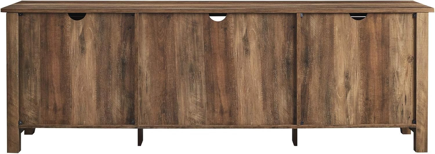 70" Farmhouse TV Stand Console with Side Grooved Doors in Rustic Oak