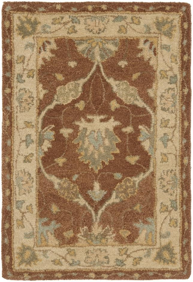 SAFAVIEH Antiquity Collection Area Rug - 3'6" Round, Brown & Taupe, Handmade Traditional Oriental Wool, Ideal for High Traffic Areas in Living Room, Bedroom (AT315A)