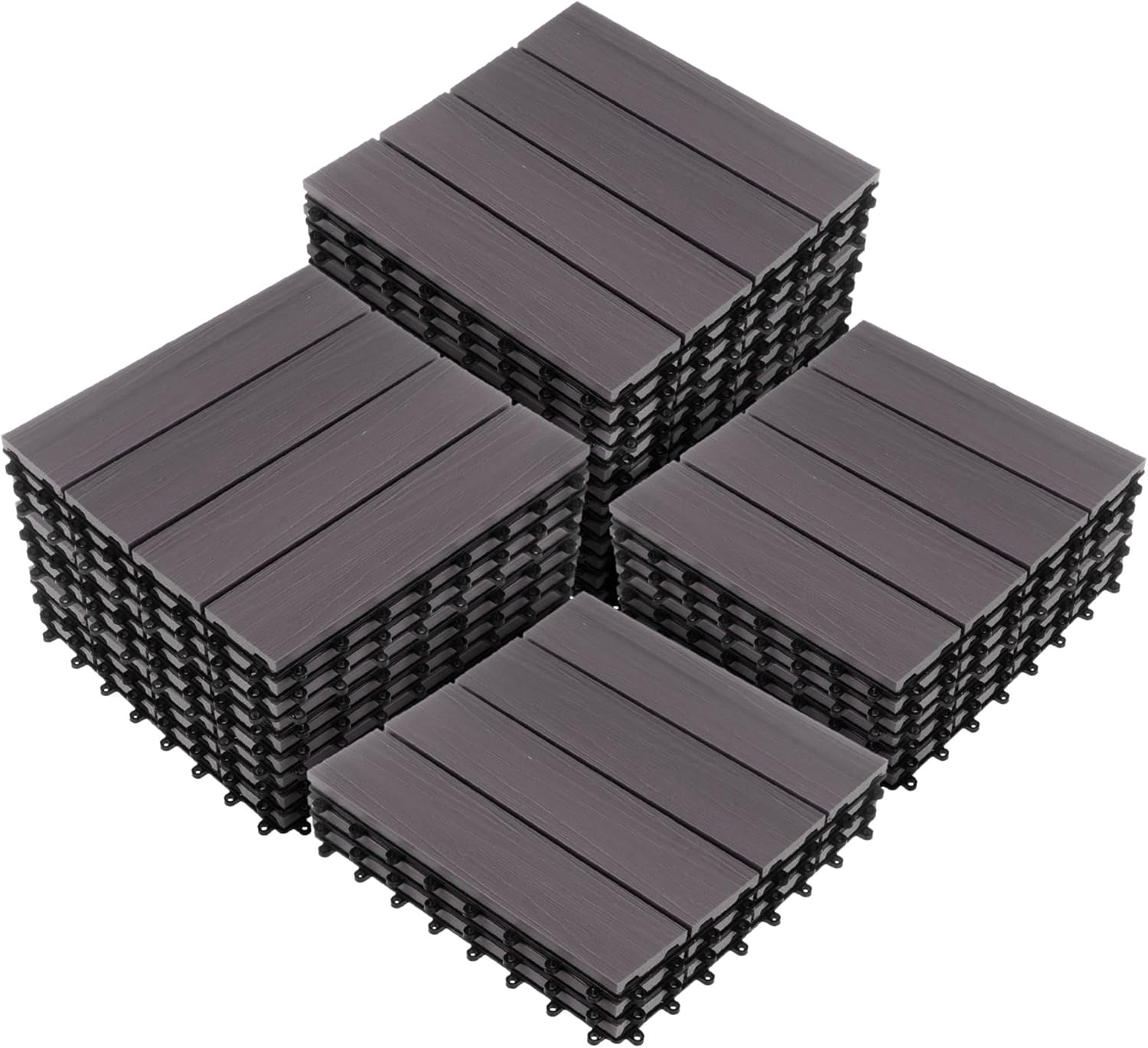 Gray Composite Wood Interlocking Deck Tiles, 30-Pack