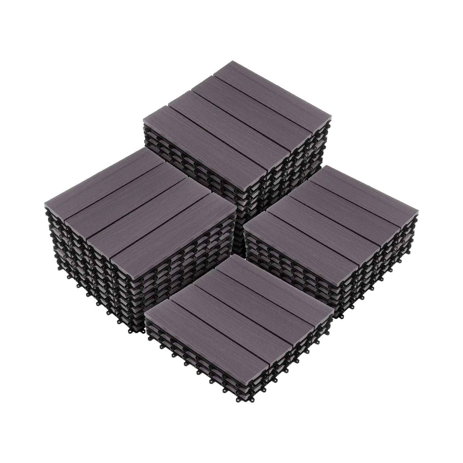Gray Composite Wood Interlocking Deck Tiles, 30-Pack