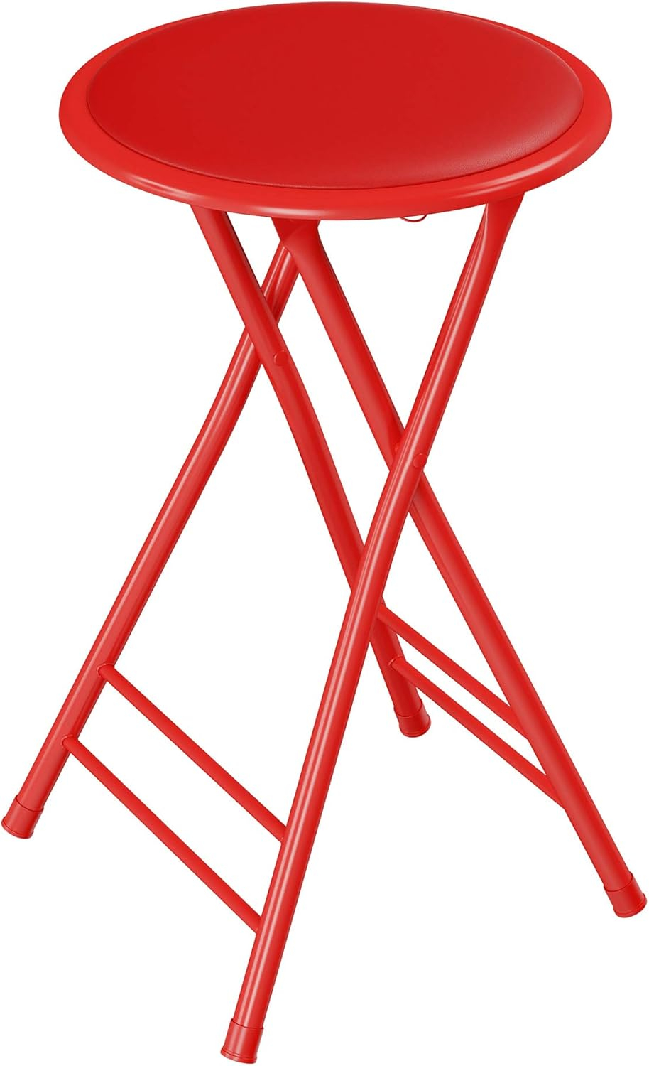 Red Metal Backless 24-Inch Folding Stool