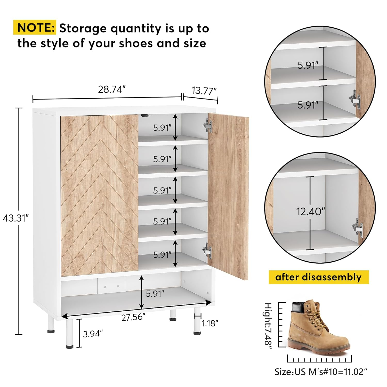 18 Pair Shoe Cabinet Shoe Rack Organizer Cabinet with Door