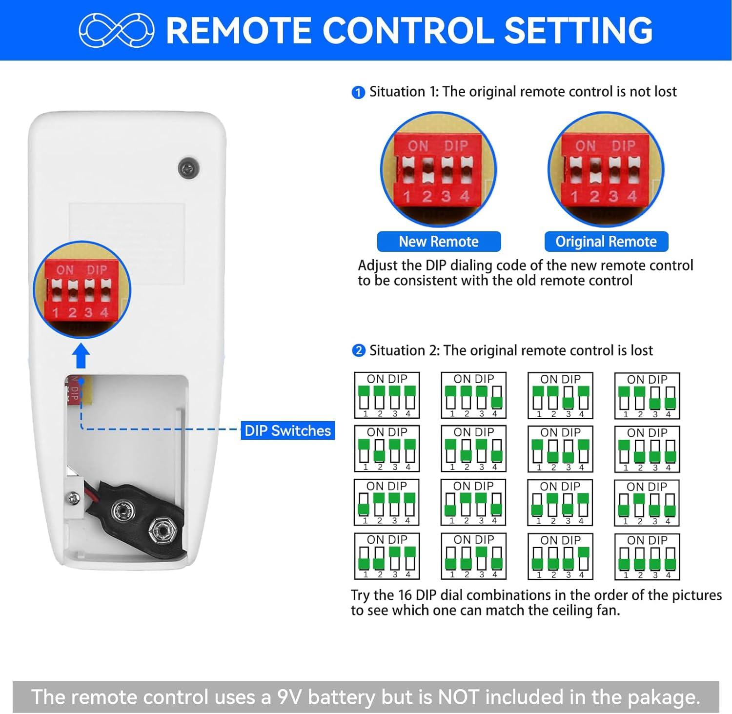 Wireless Ceiling Fan Remote Control Replacement for Hampton Bay Hunter