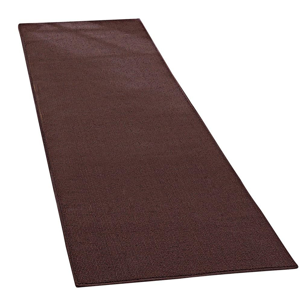 Collections Etc Extra-Wide and Extra-Long Skid-Resistant Floor Runner Rug for High-Traffic Flooring Areas, Including Entryways, Hallways, Foyers and Kitchens, Brown, 28" X 60"