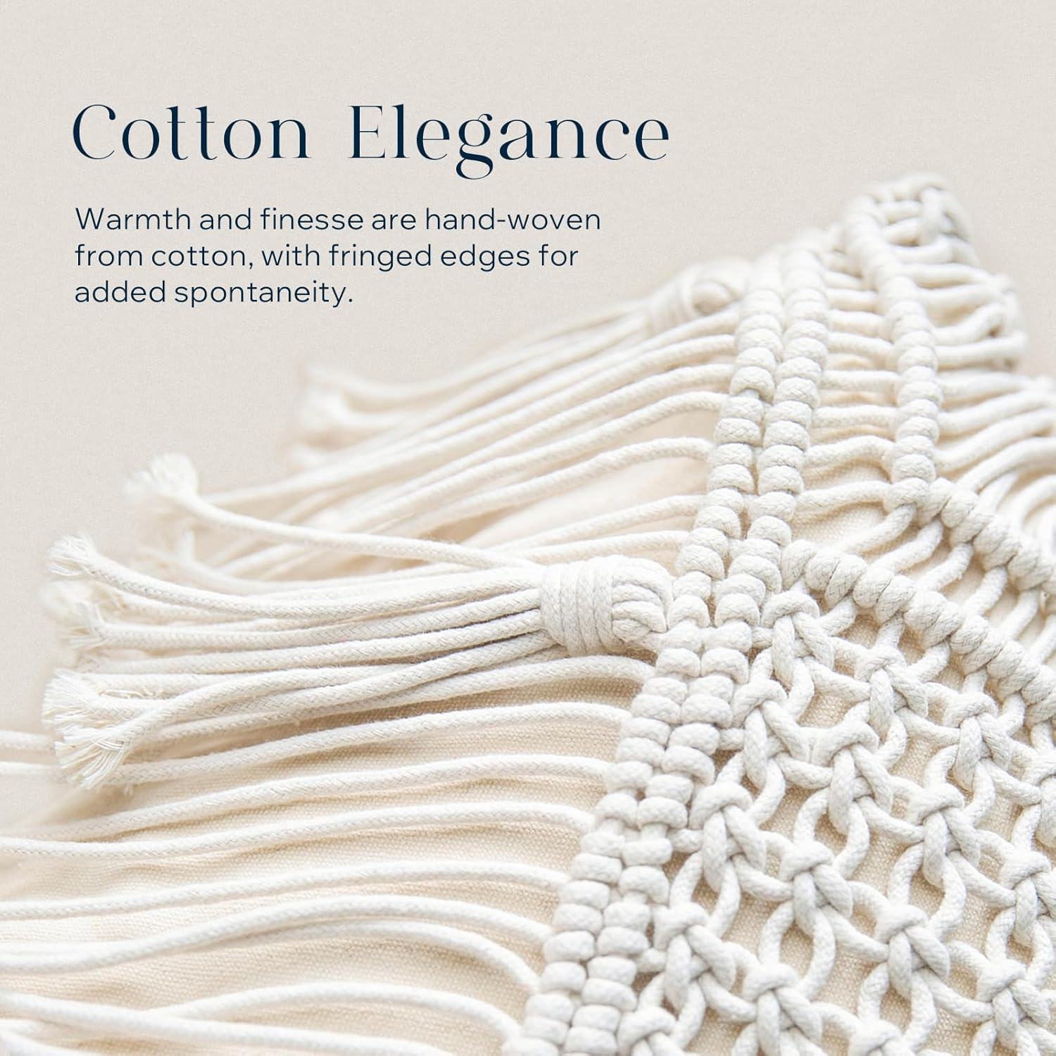 Phantoscope Macrame Cotton Handmade Crochet Woven Boho Throw Pillow with Tassel Cute Farmhouse Pillow Insert Included Lumbar Small Decorative Cushion for Couch Sofa, Ginger,16 inches Round