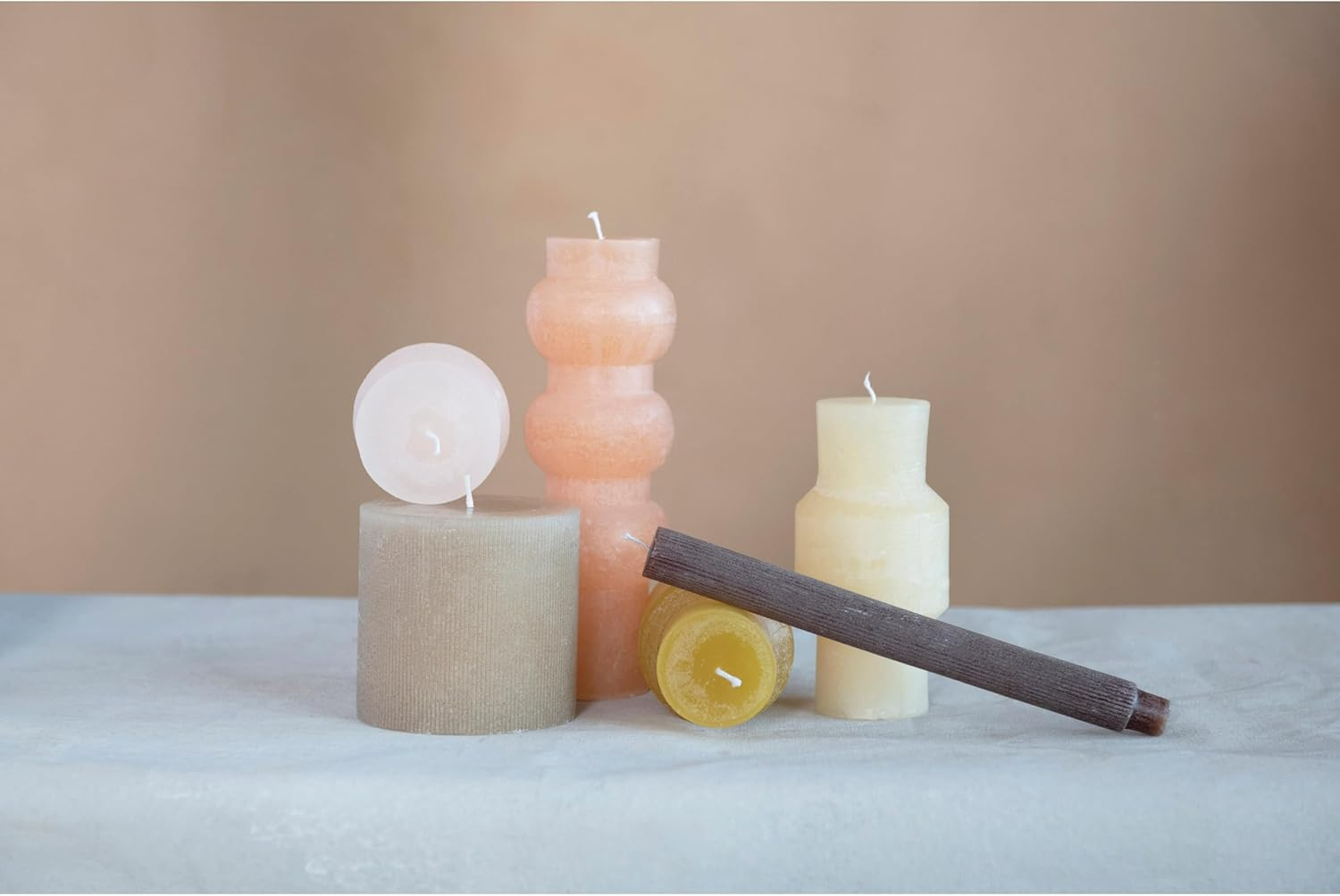 Creative Co-Op Unscented Pleated Taper Candles in Box, Set of 12