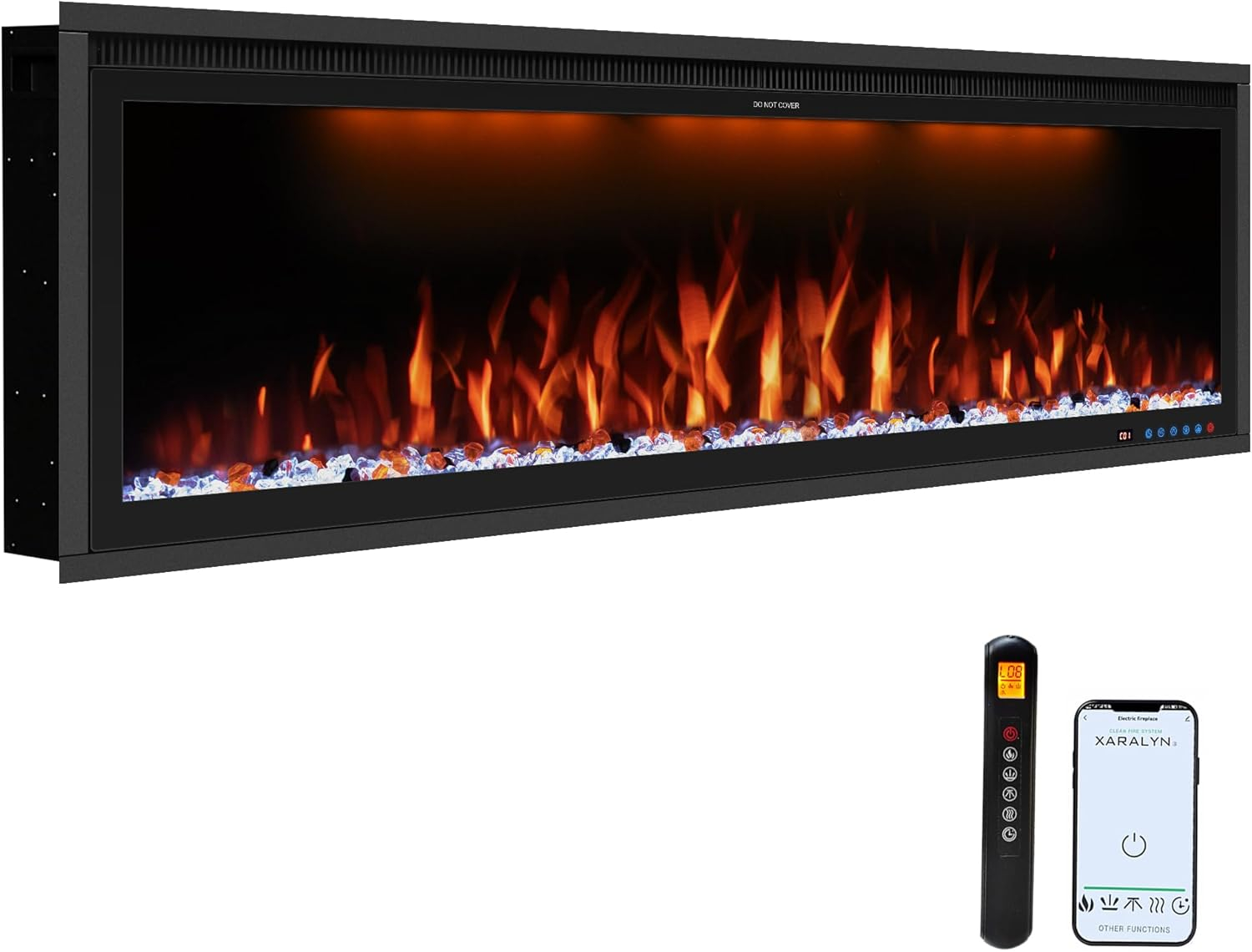 Benrocks 42'' WiFi-Enabled Electric Fireplace Insert - Alexa & App Control, 13 * 13 * 3 Color Combinations, Smart Fireplace Heater, Timer, Logs & Crystals Included, 750/1500W
