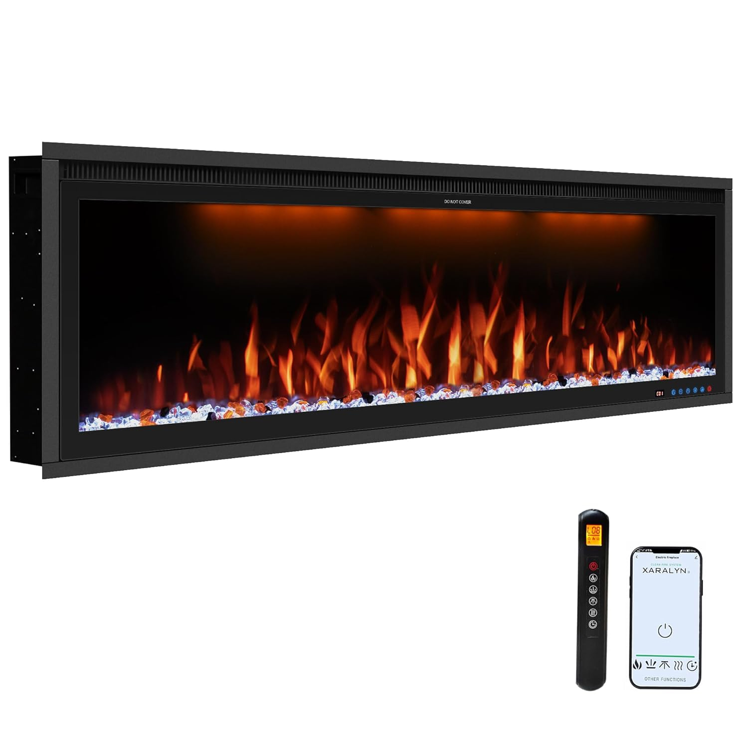 Benrocks 42'' WiFi-Enabled Electric Fireplace Insert - Alexa & App Control, 13 * 13 * 3 Color Combinations, Smart Fireplace Heater, Timer, Logs & Crystals Included, 750/1500W