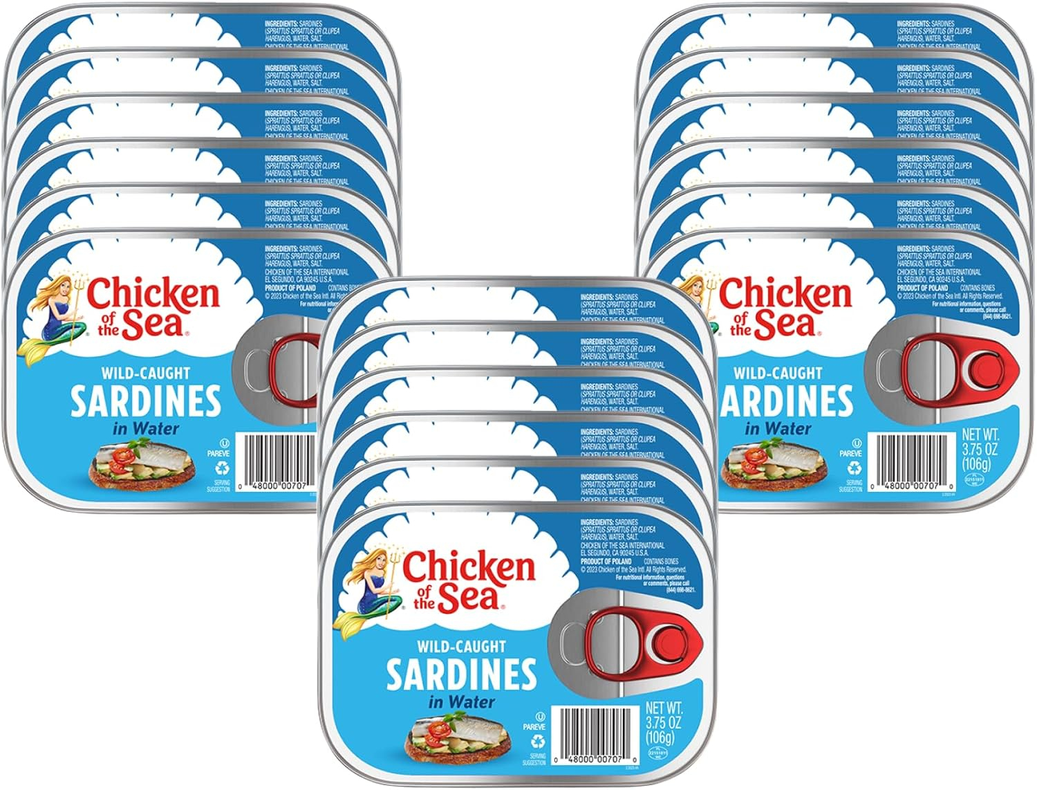 Wild-Caught Sardines in Water, 3.75 Ounce Cans, Pack of 18