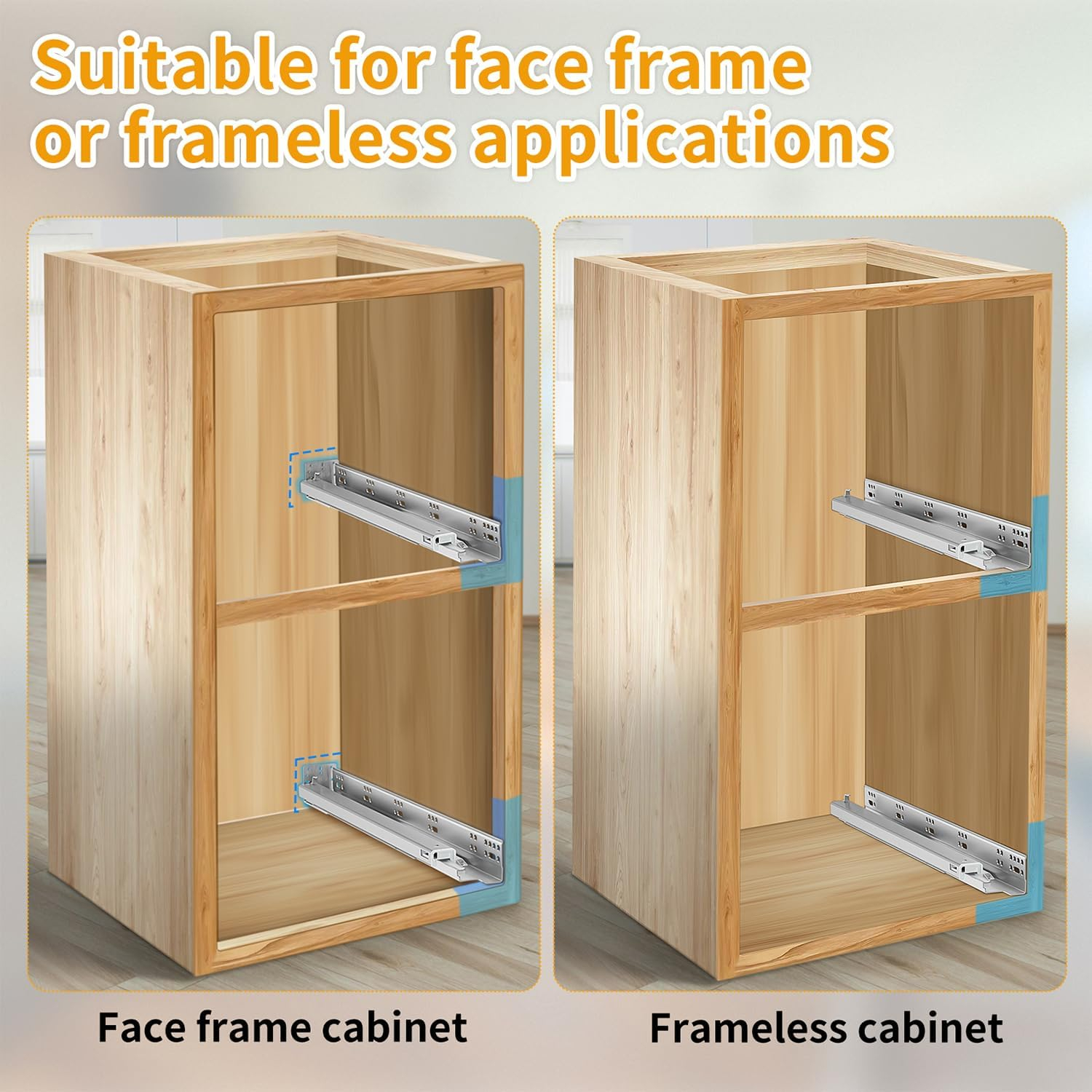 Soft Close Bottom Mount Drawer Slides 9 Inch Rails with Rear mounting Bracket Locking Devices Screws for Face Frame Or Frameless Application（9 inch, 1 Pair）