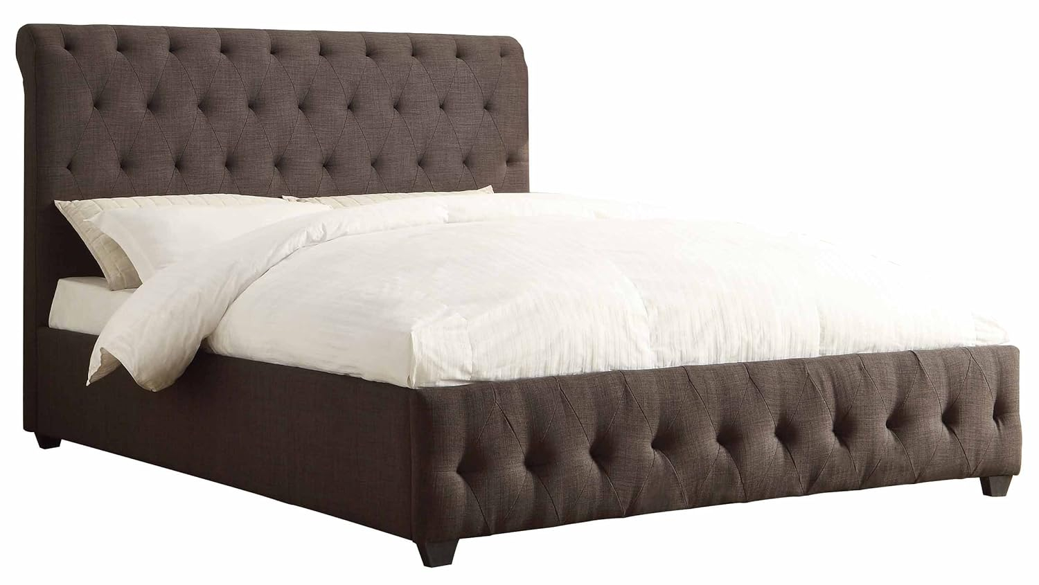 Homelegance Tufted California King Size Upholstered Bed, Dark Grey Fabric