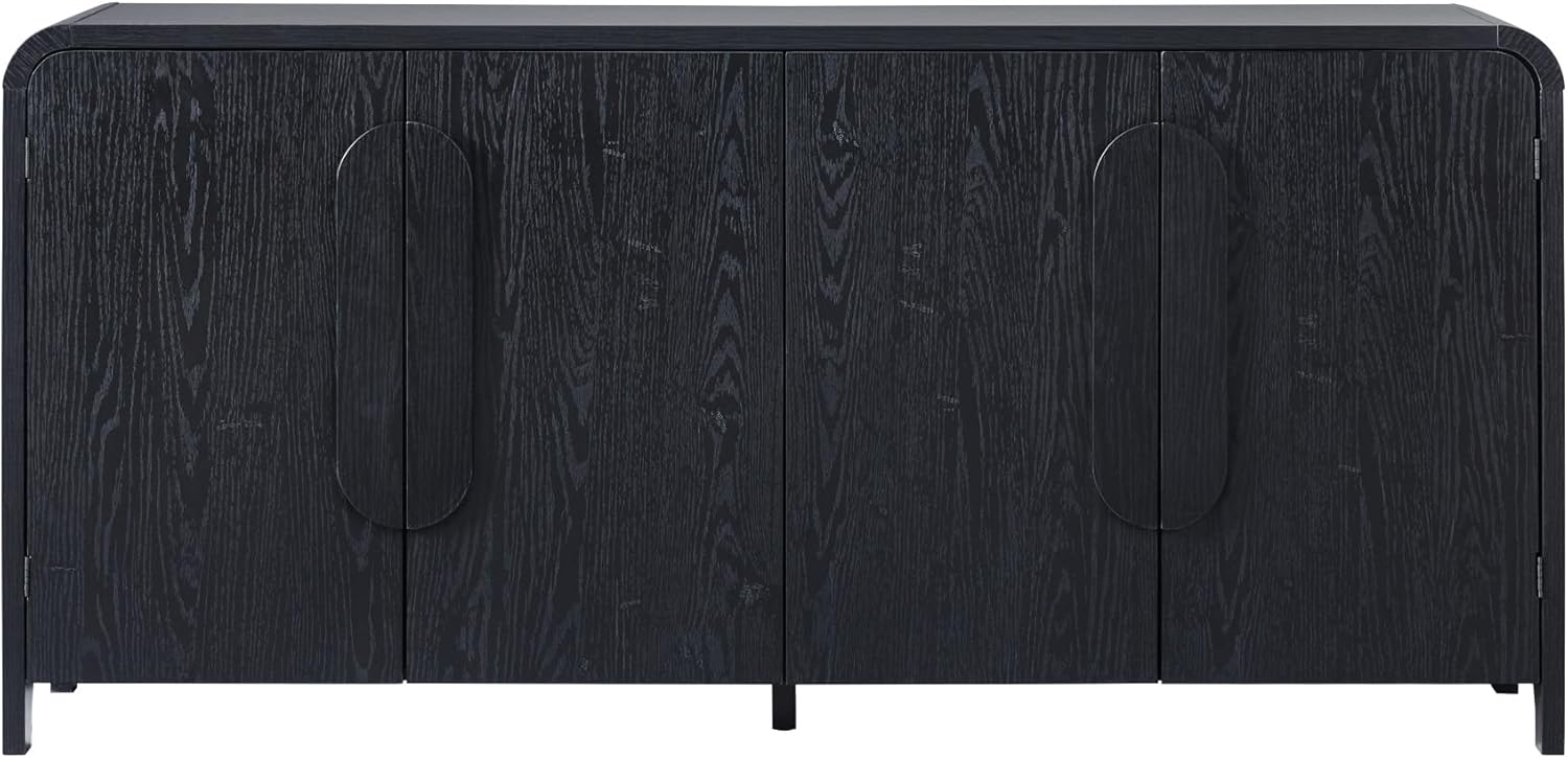 Walker Edison Modern 64" Sideboard with Rounded Edges, Black