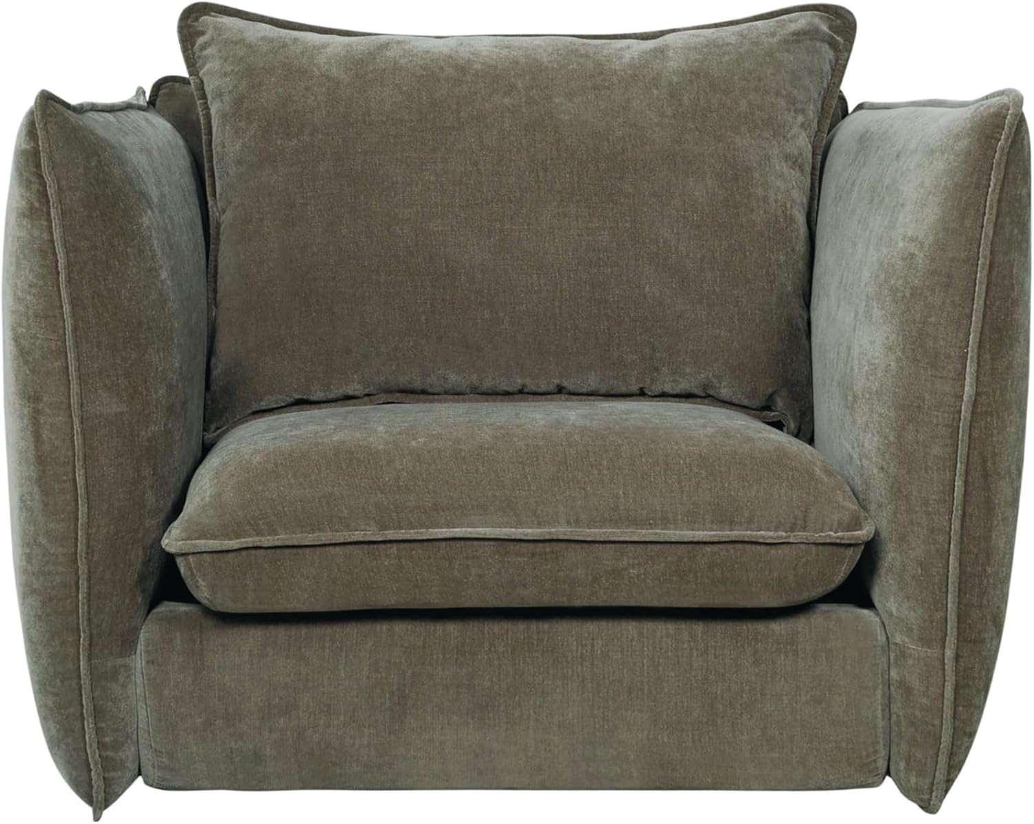 Moss Green Fabric Barrel Accent Chair with Removable Pillow