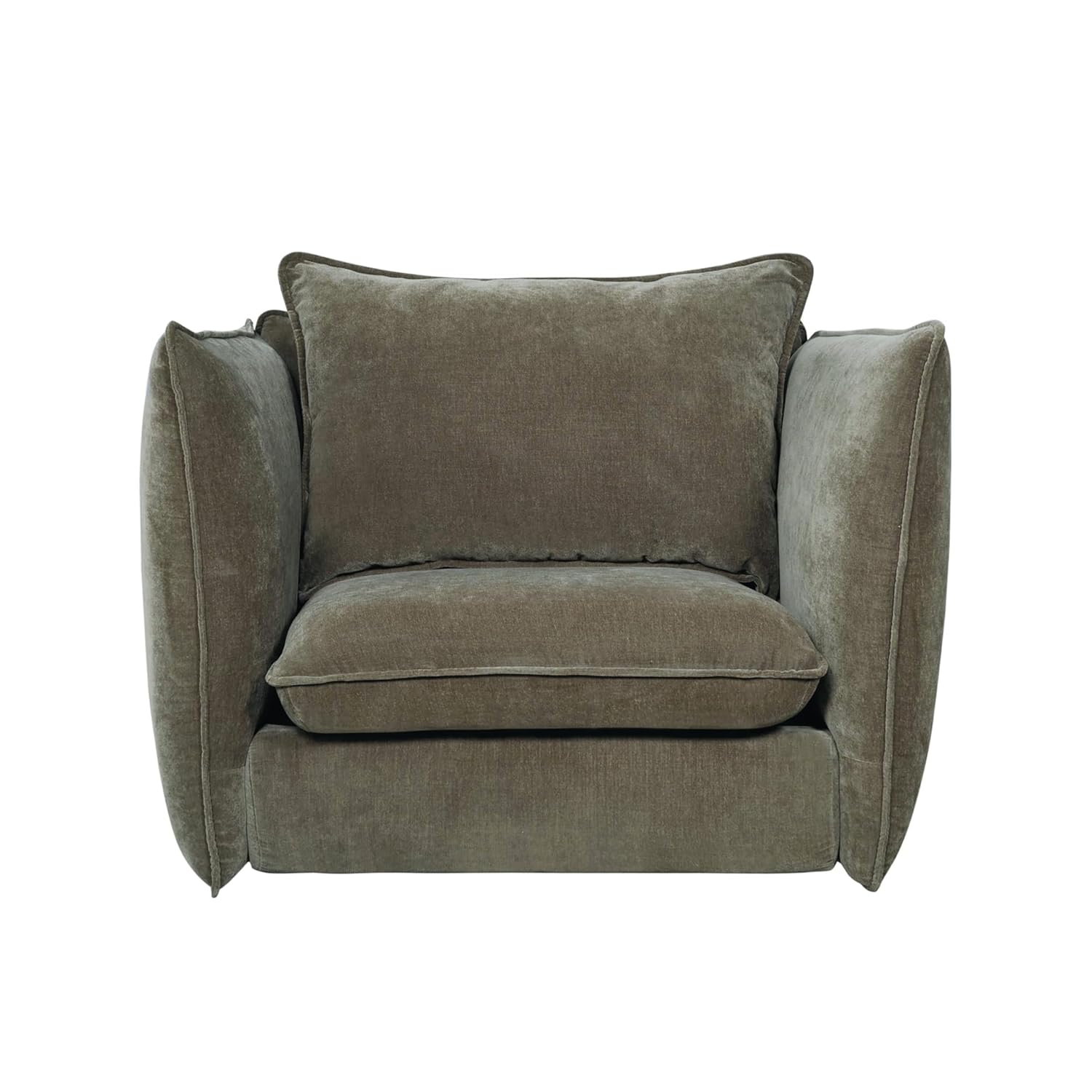 Moss Green Fabric Barrel Accent Chair with Removable Pillow