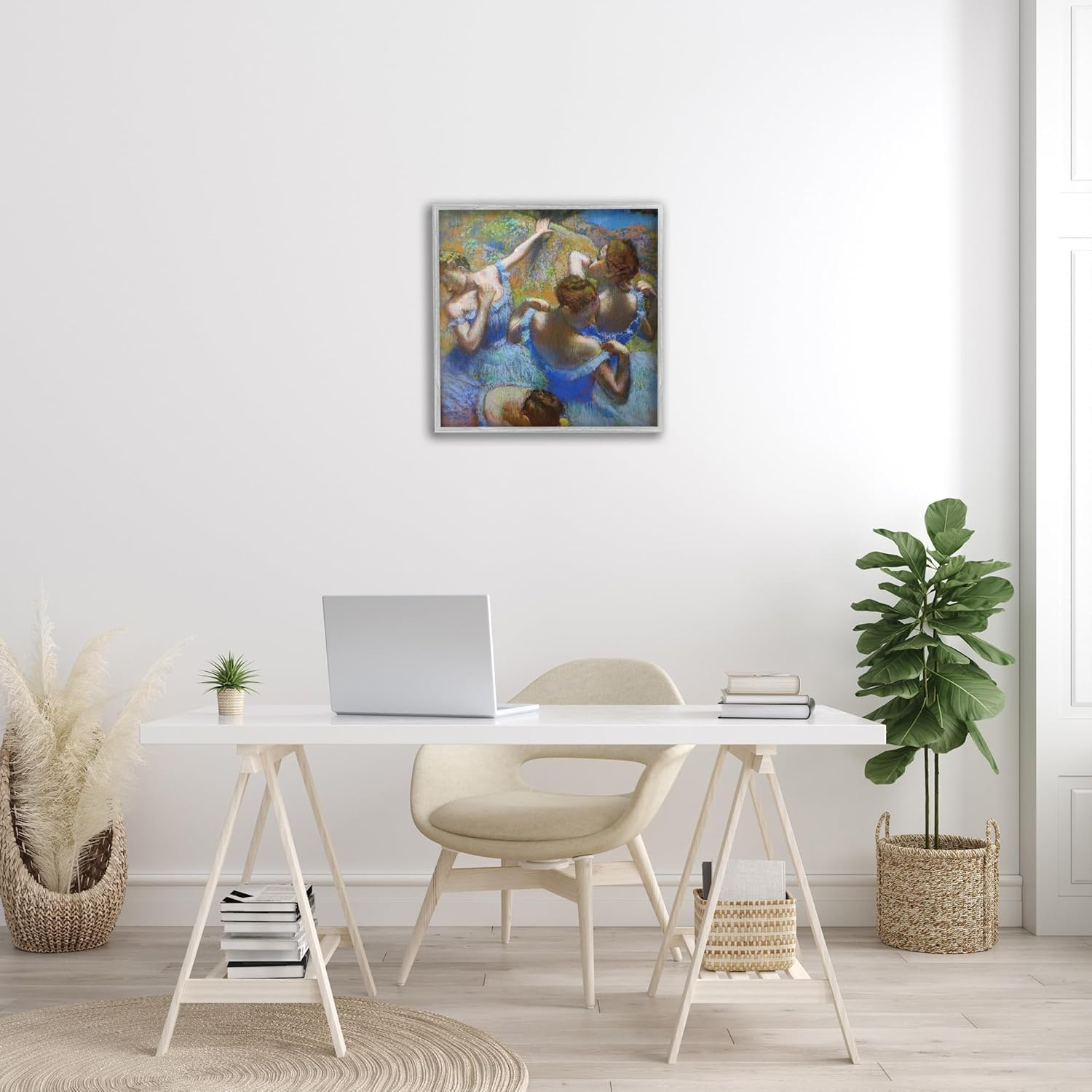 Stupell Industries Ballet Dancers Blue Green Classic Painting, Design by Edgar Degas Gray Framed Wall Art, 24x24
