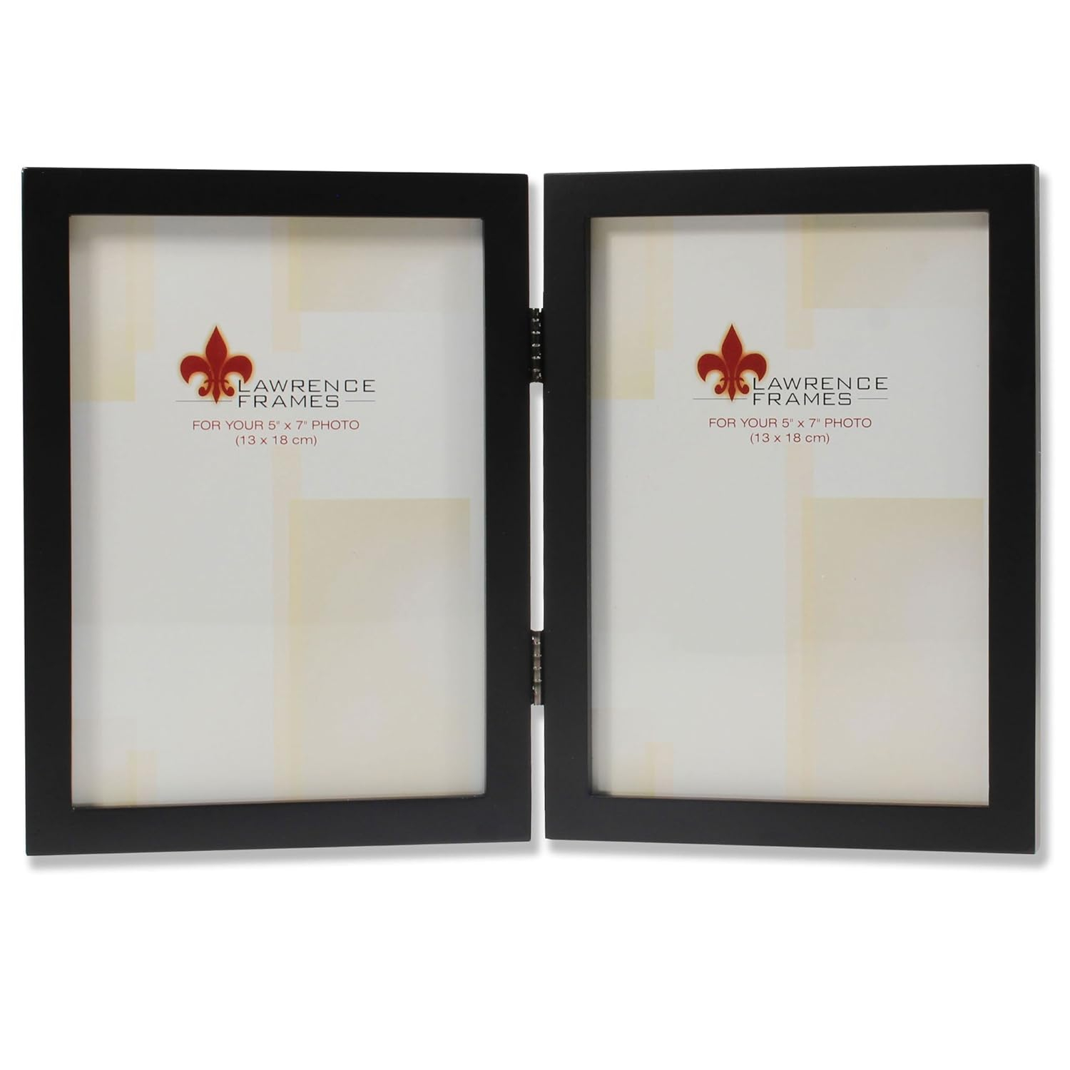 Lawrence Frames Hinged Double Black Wood Picture Frame, Gallery Collection, 5 by 7-Inch
