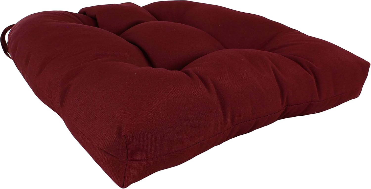 Everything Comfy Burgundy Indoor / Outdoor Seat Cushion Patio D Cushion 20" x 20", 2 Tie Backs