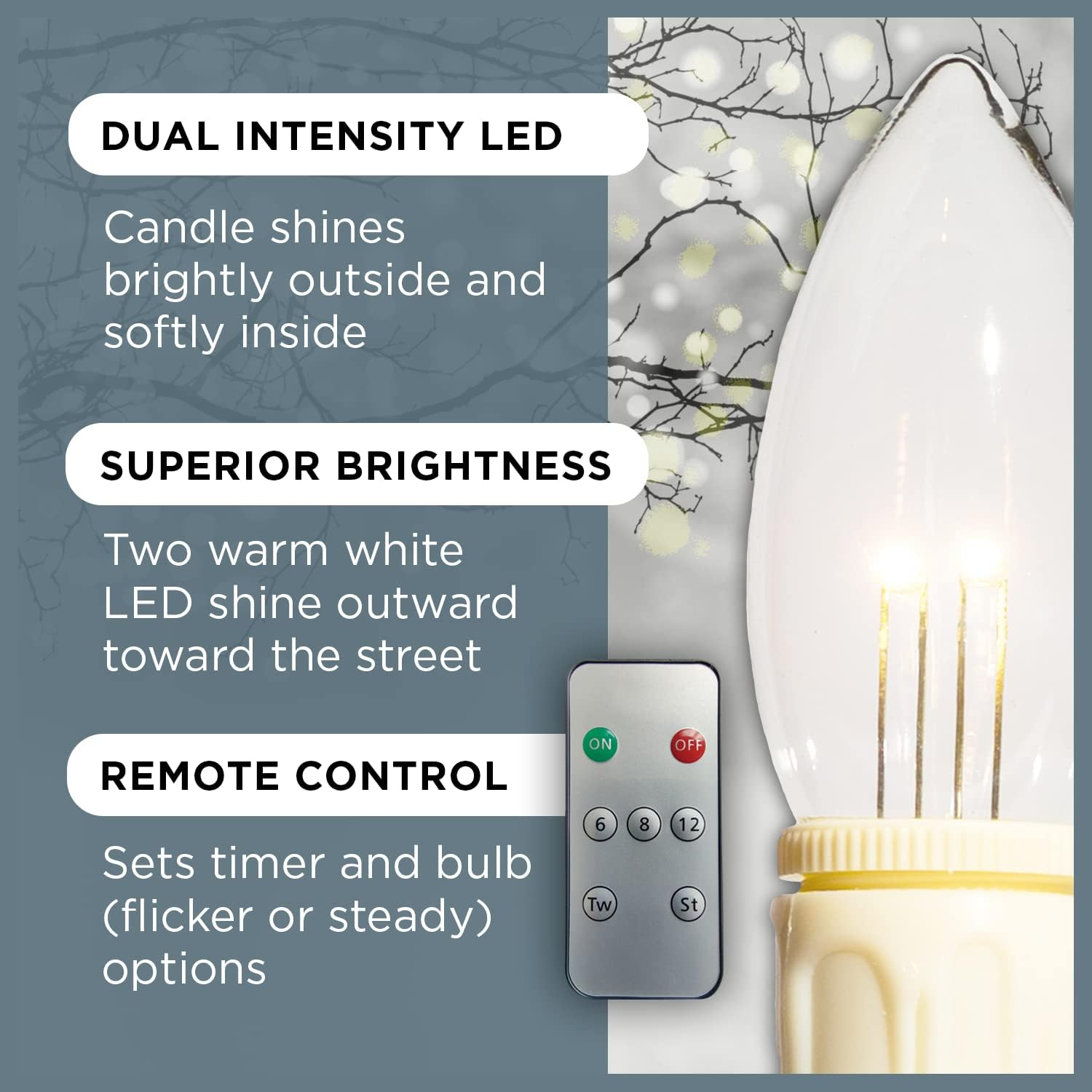 Set of 4 Battery Operated Window Candles with Remote Control - (Brushed Brass)