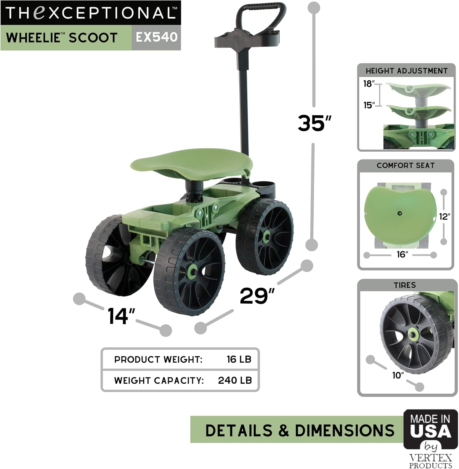 TheXceptional Adjustable Push & Pedal Ride-On, Polypropylene