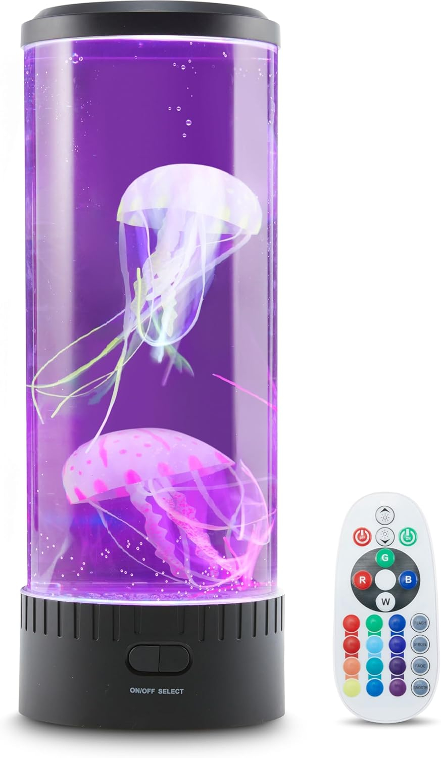 Lumina Black Cylinder Jellyfish Mood Lamp with LED Lights