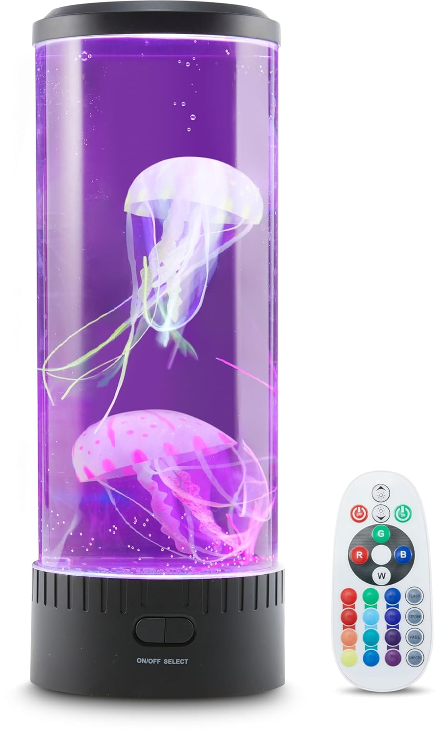 Lumina Black Cylinder Jellyfish Mood Lamp with LED Lights