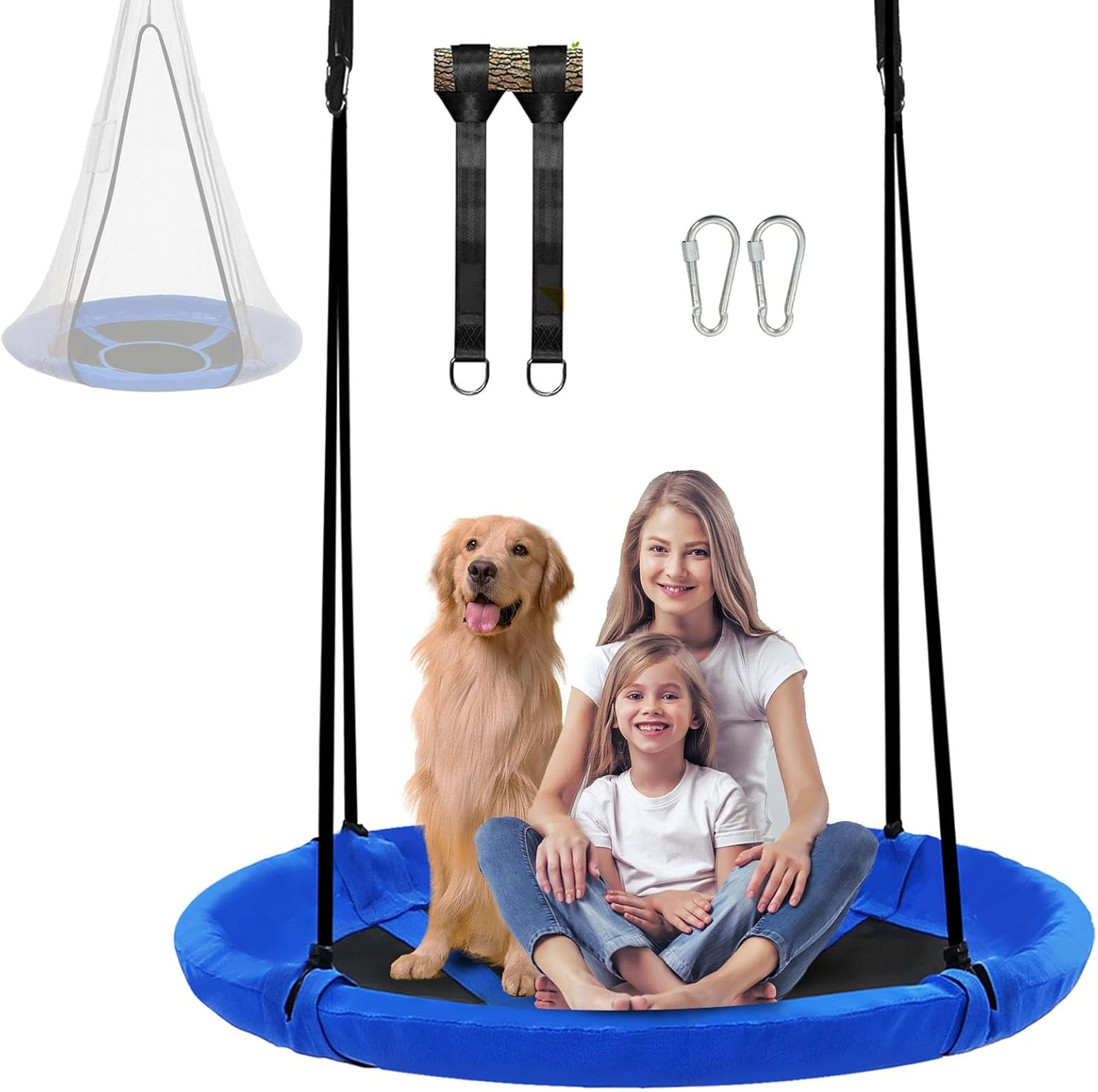 43" Saucer Tree Swing for Kids Adult, 600Lb Weight Capacity Large Disc Round Swing for Kids, Tree Swings for Backyard, for Indoor and Outdoor Playground, Multicolor, for Kids