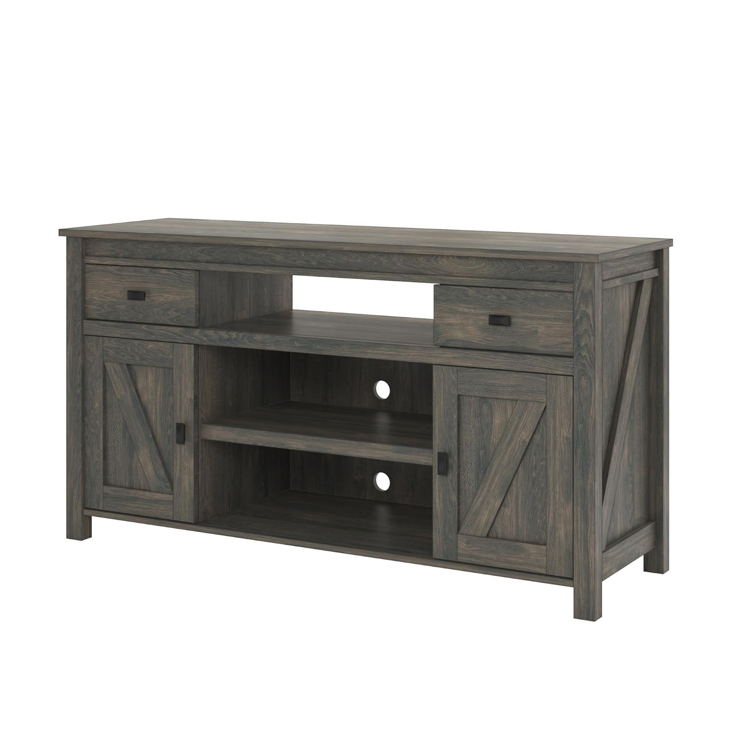 Farmington Gray Weathered Oak TV Stand with Cabinet for 60" TVs