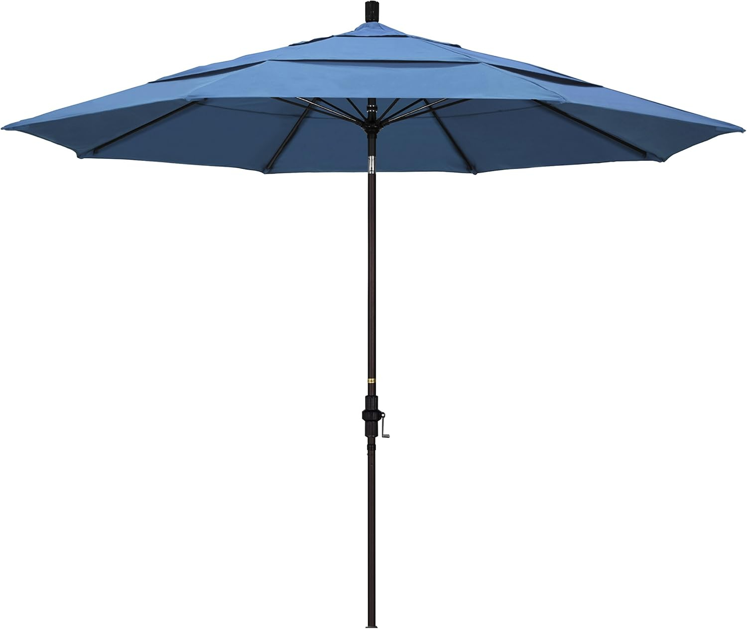 11 ft. Fiberglass Collar Tilt Double Vented Patio Umbrella in Frost Blue Olefin