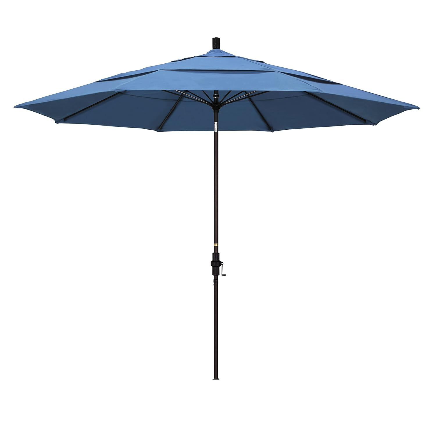 11 ft. Fiberglass Collar Tilt Double Vented Patio Umbrella in Frost Blue Olefin