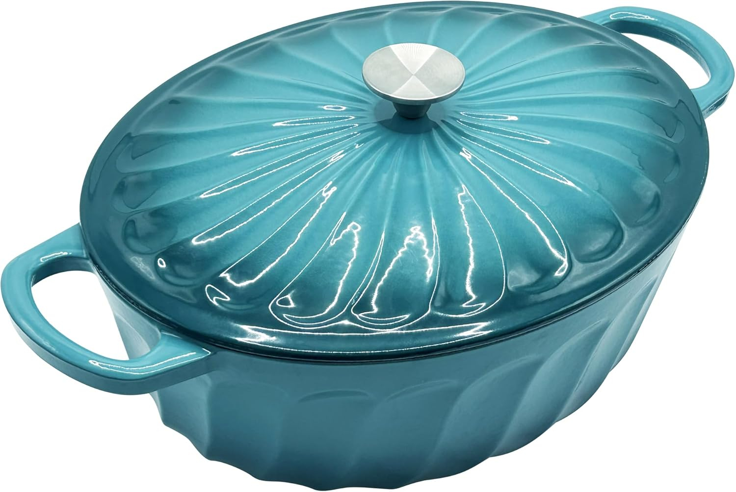 4 SEASONS FURNITURE 7 QT Enameled Cast Iron Oval Dutch Oven with Lid – Non-Stick Coating & Dual Handles