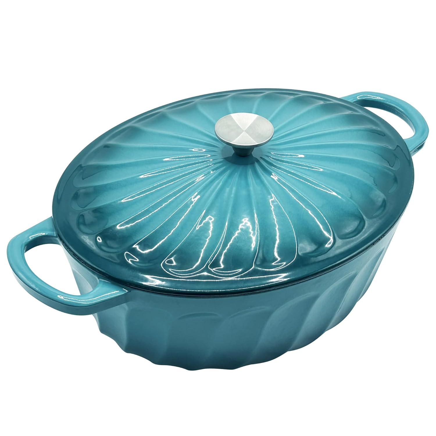 4 SEASONS FURNITURE 7 QT Enameled Cast Iron Oval Dutch Oven with Lid – Non-Stick Coating & Dual Handles