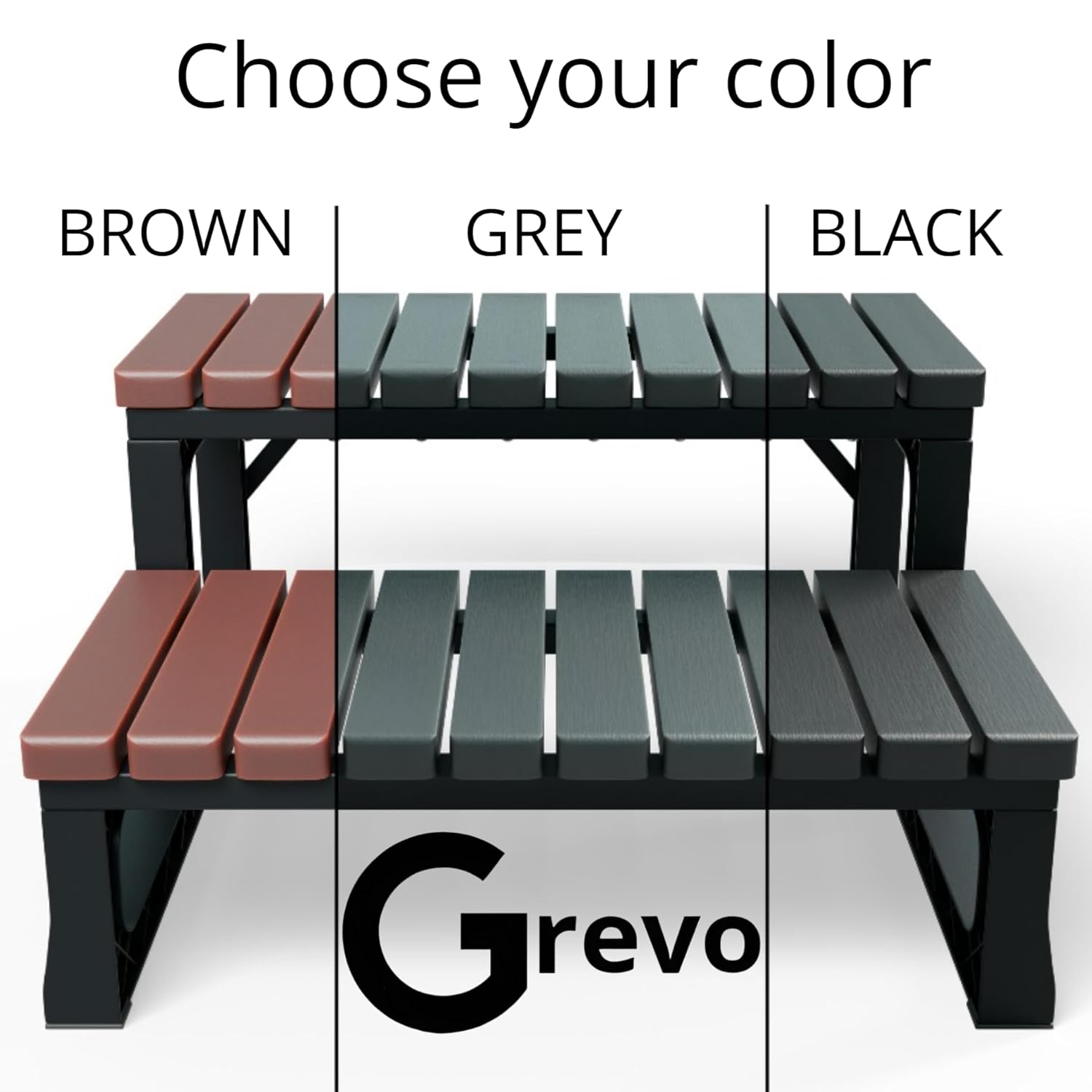 Hot Tub Steps Grey/Spa Steps for Round or Straight Sided Spa, Non-Slip Steps for Outdoor/Indoor (Grey)