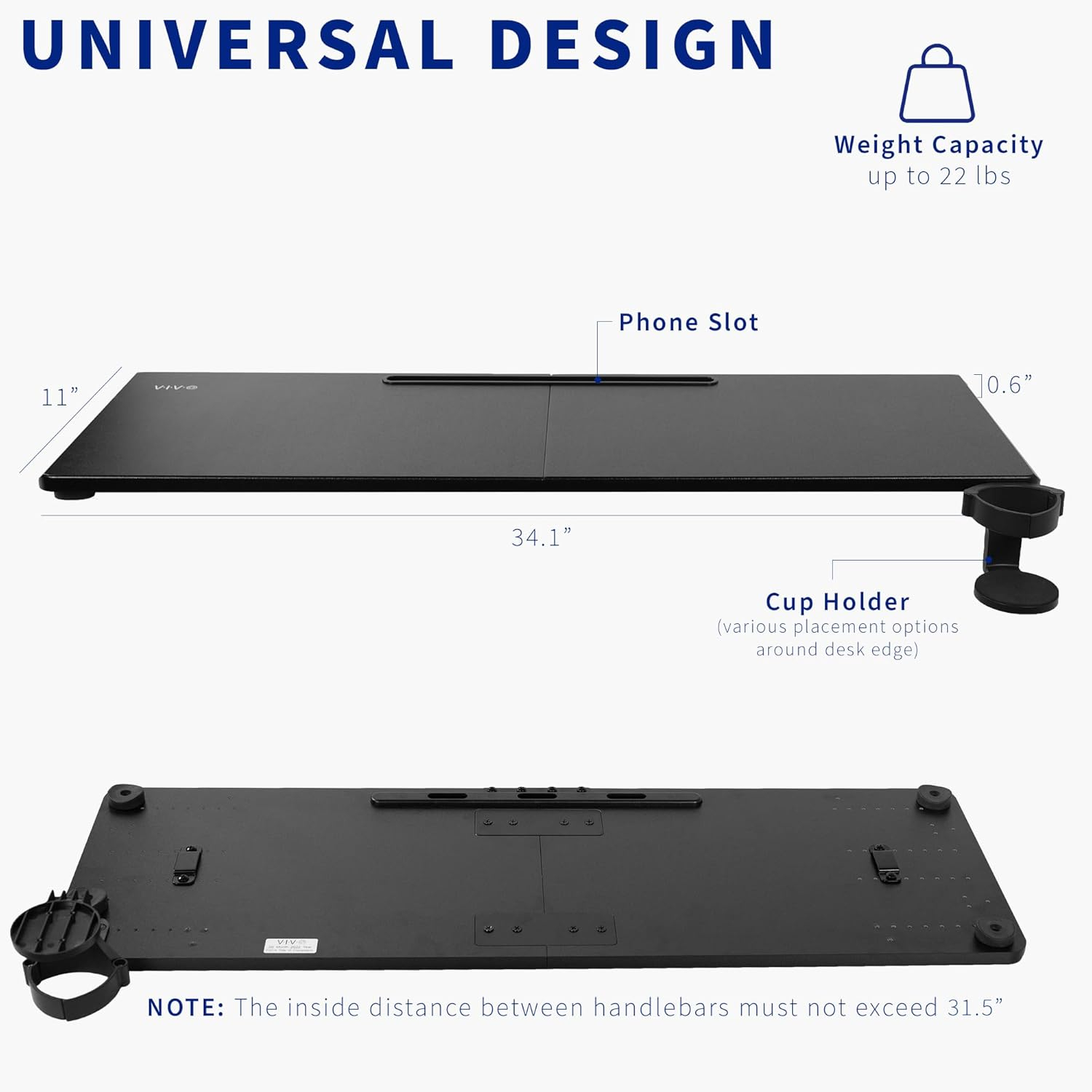 VIVO Universal Laptop Treadmill Desk Attachment with Cupholder and Tech Slot